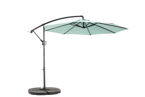 10ft Offset Hanging Market Patio Umbrella w-Easy Tilt Adjustment, Light Green