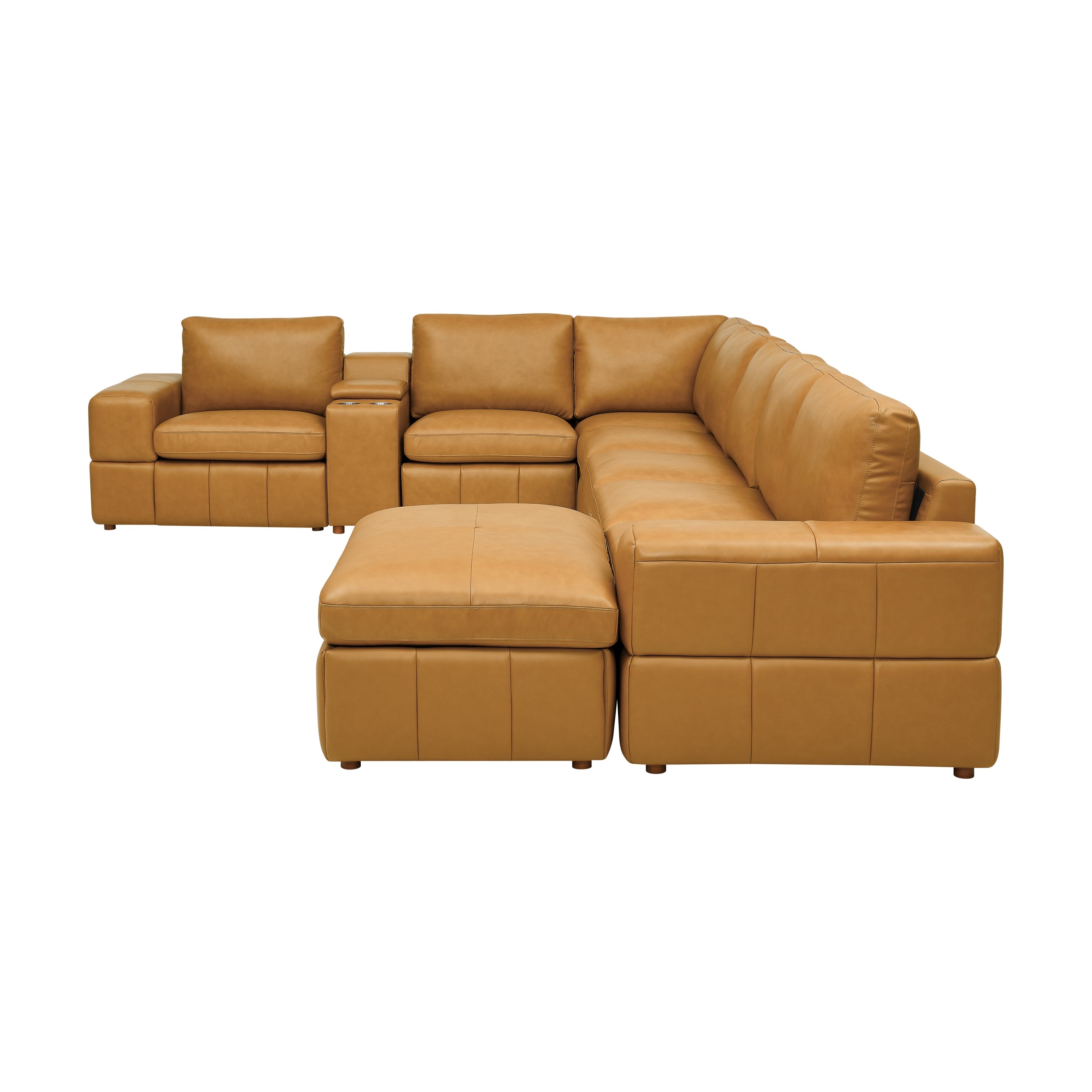 Sectional Sofa Modular Leather Match Ginger 8 Seat 159 In