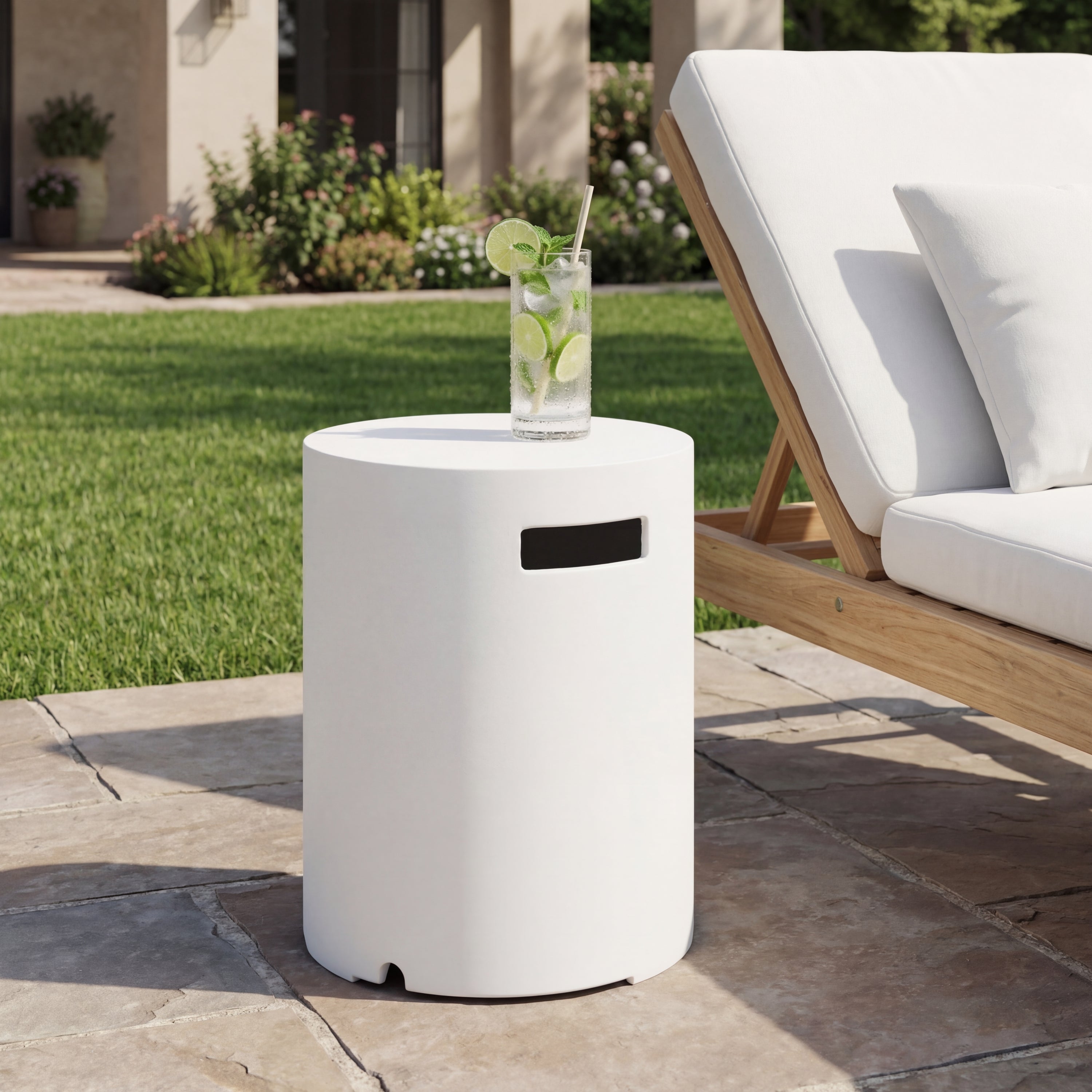 16x20 Inch MGO Propane Tank Holder Side Table, White