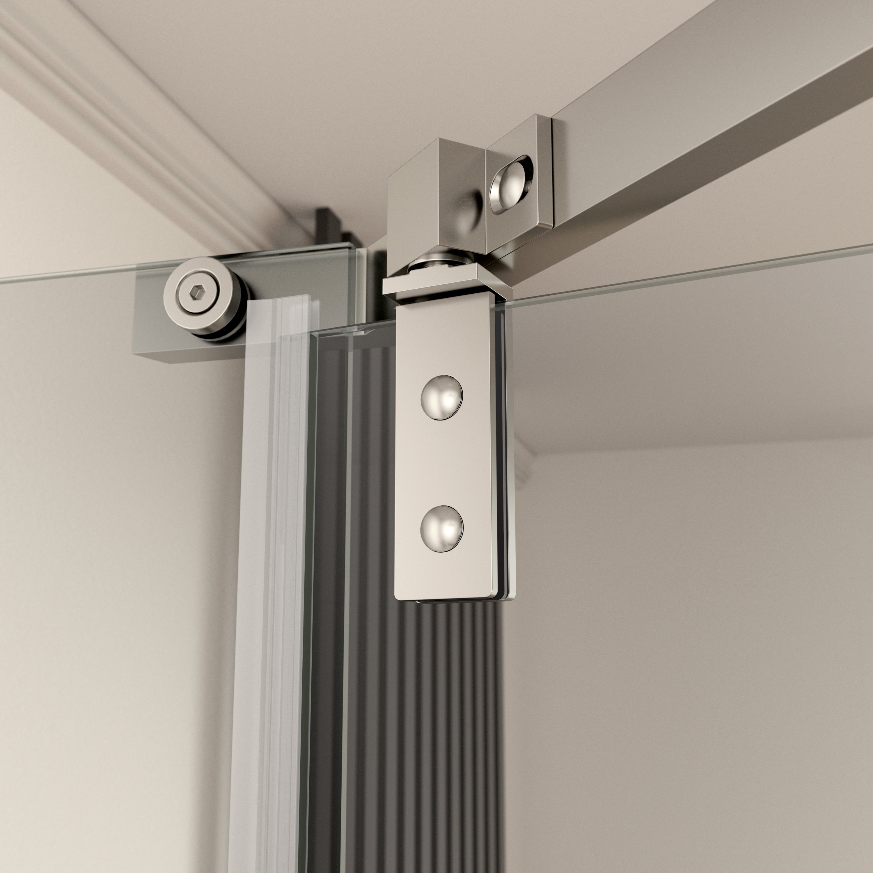 Pivot Shower Door 34.75 x 72 in. Frameless Neo-Angle Chrome, 1/4in Tempered
