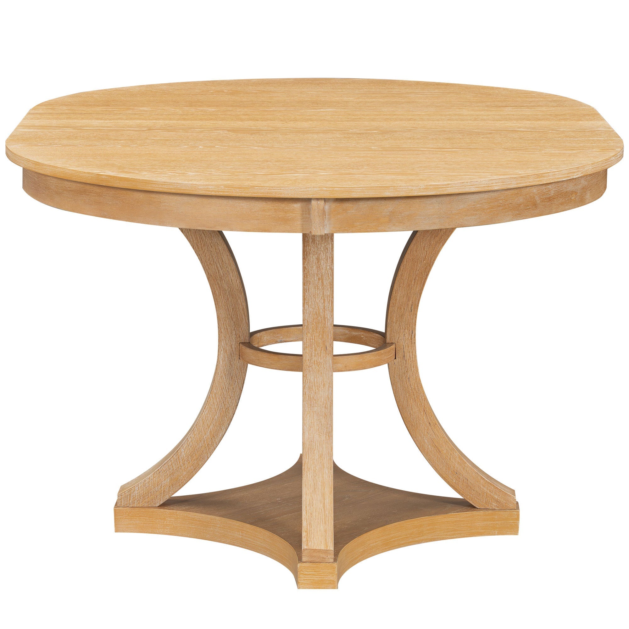5-Piece Retro Functional Dining Table Set Extendable Round Table and 4