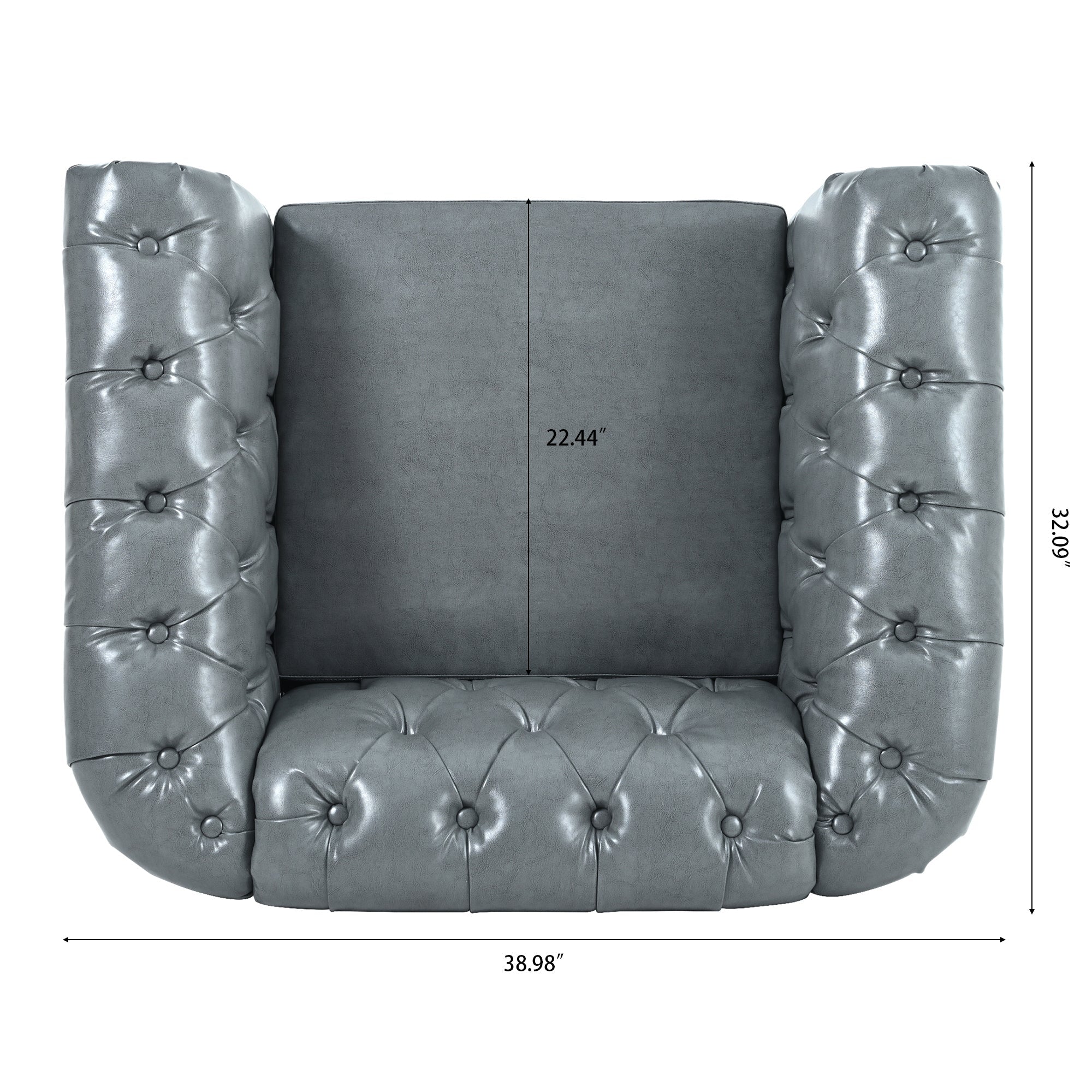 Accent Chair Contemporary PU Leather Gray Birch Legs 39x32x28 In 220 LB