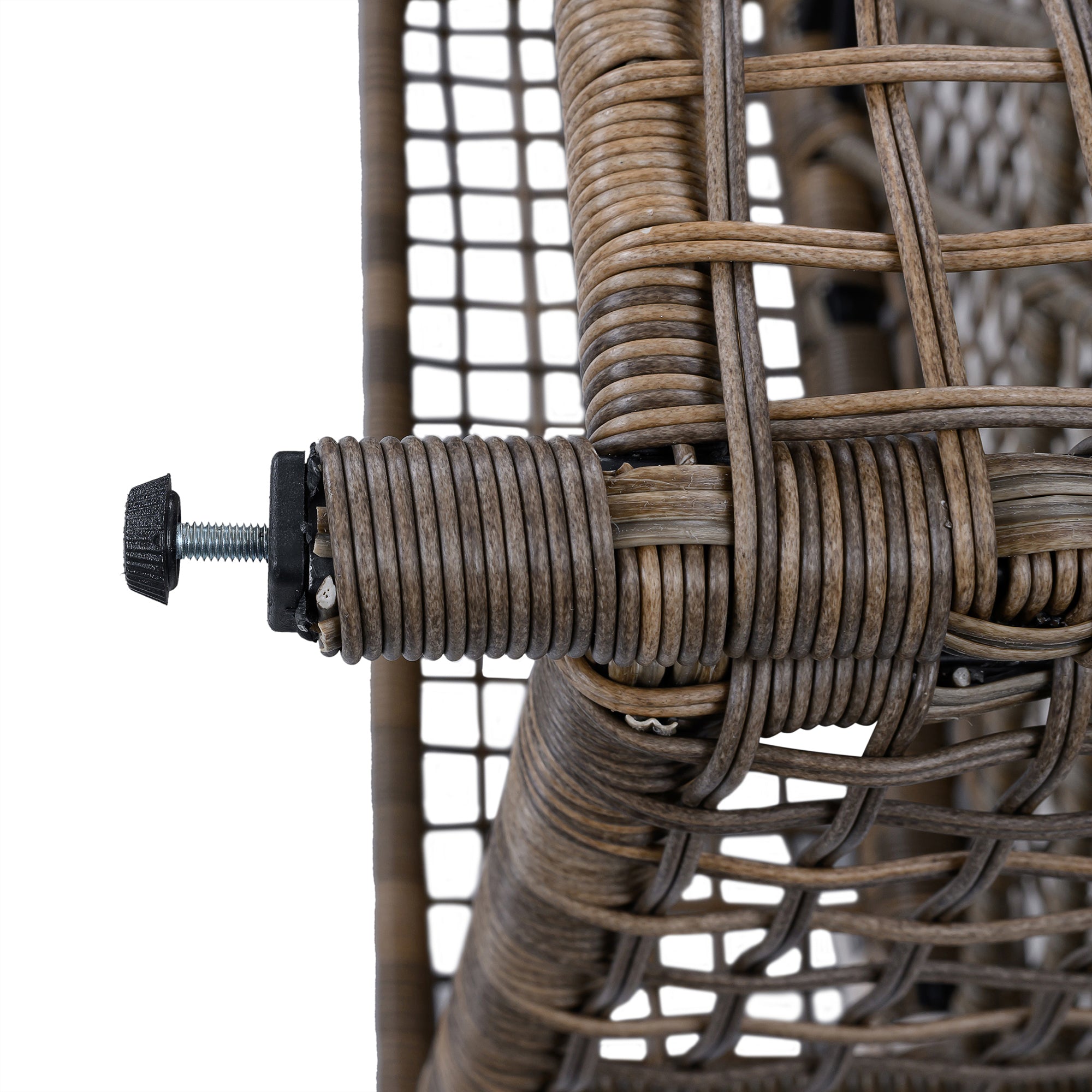 Outdoor Lounge Chair with 5-Position Backrest, Rattan Chaise Lounge in Beige