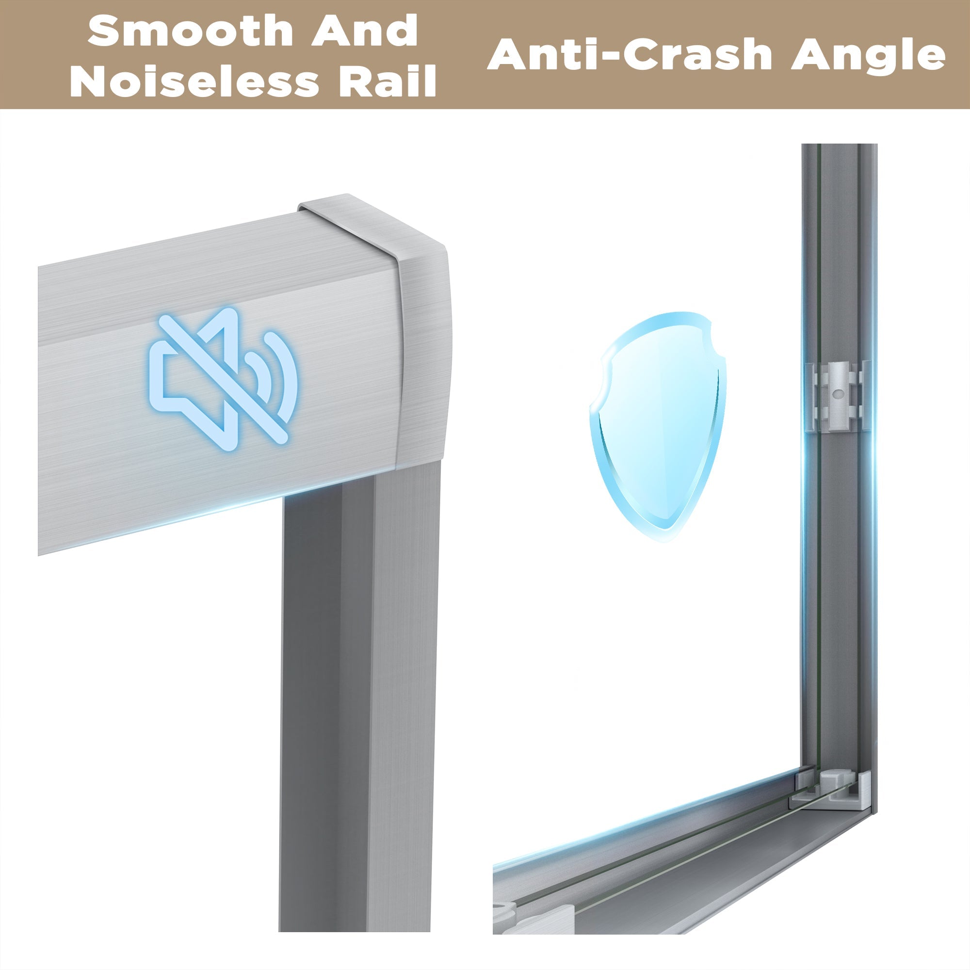 56-60in x 72in Aluminum Frame Double Sliding Shower Door, Brushed Nickel, 6mm