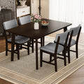 Rustic 5-Piece Dining Set - 1 Solid Wood Table + 4 Upholstered Chairs,
