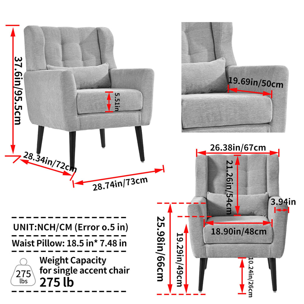 Accent Chair Chenille Olive Green Rubberwood Legs 28x29x38 In 275 LB
