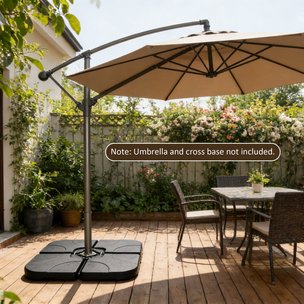 Patio Umbrella Base Offset HDPE Black 4 Panel 220 LB Water or Sand