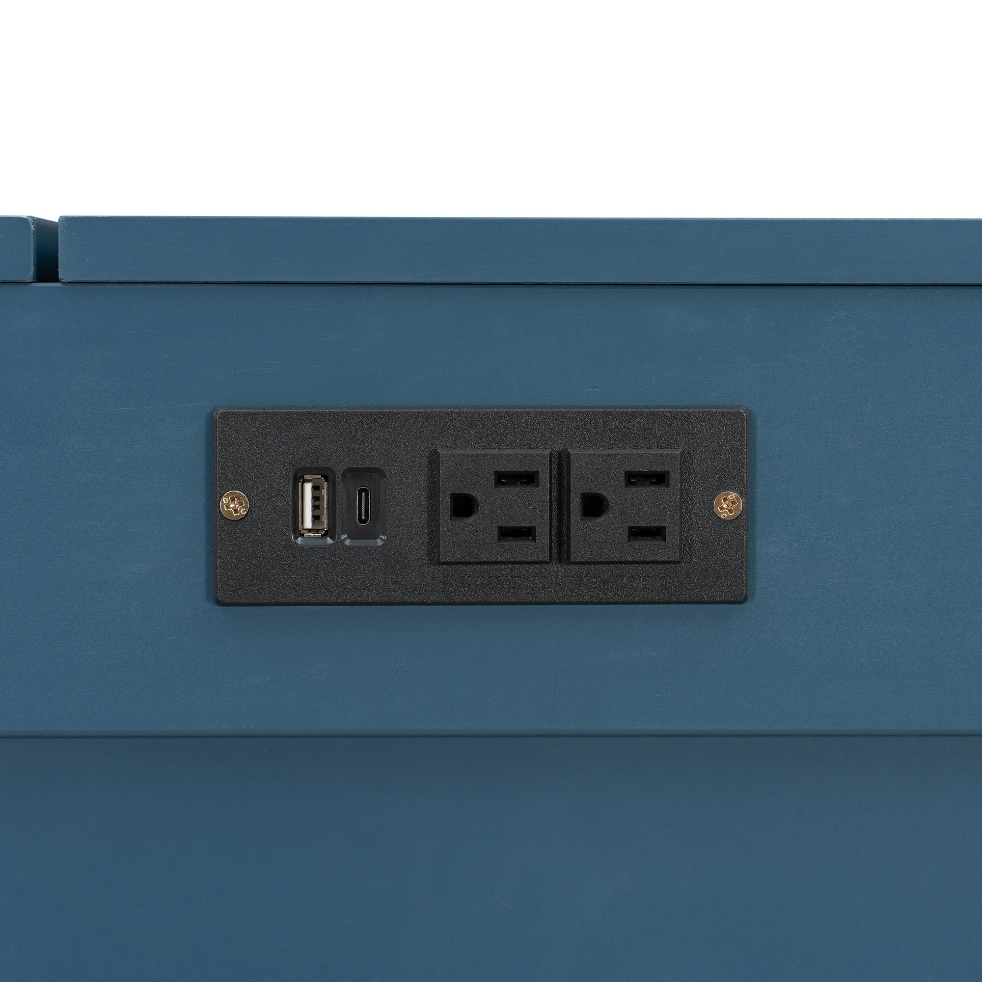 Queen Size Murphy Bed Wall Bed with Drawer and Sockets and USB Ports, Navy Blue