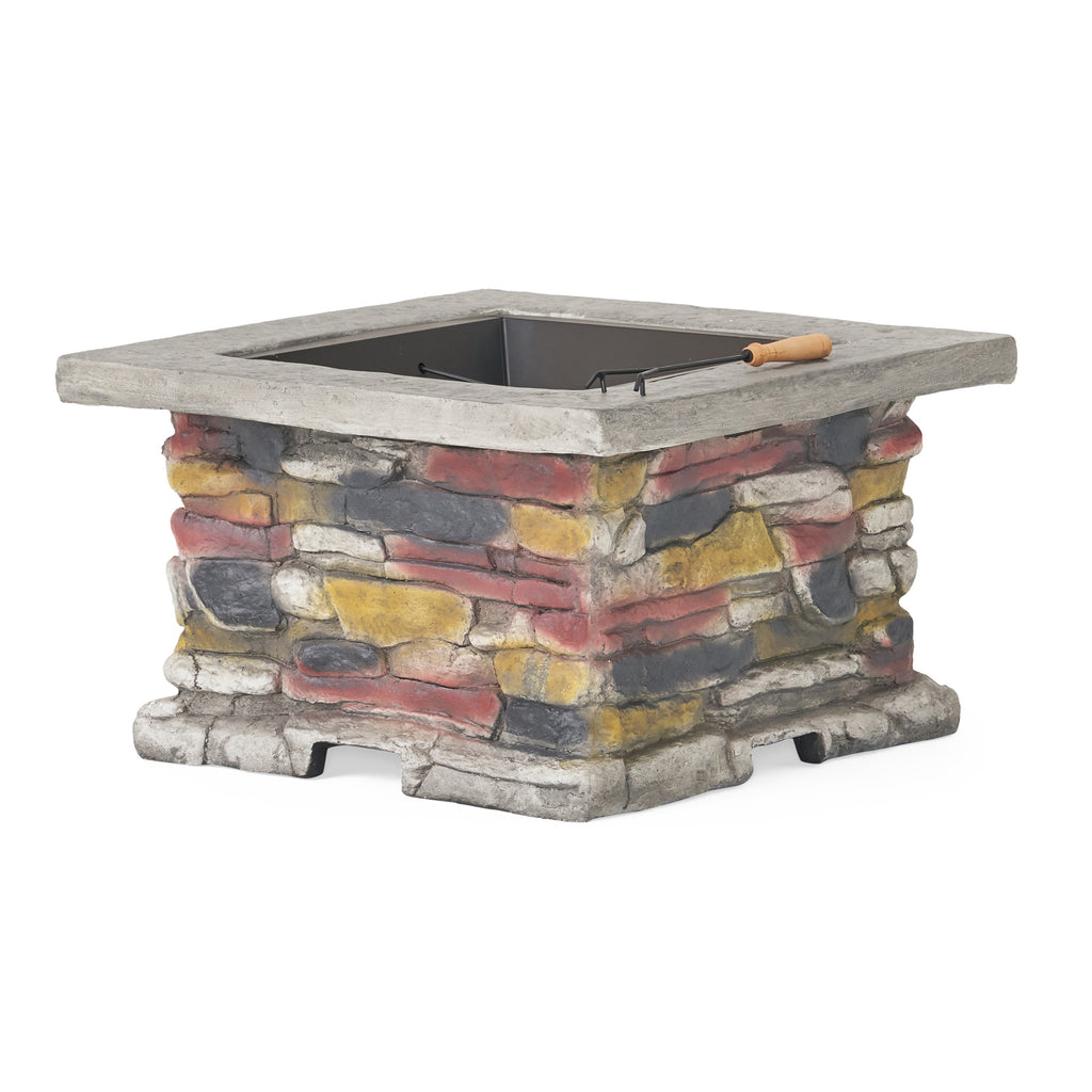 28' Outdoor Wood Burning Magnesium Oxide Fire Pit with Lid, Stone Gray