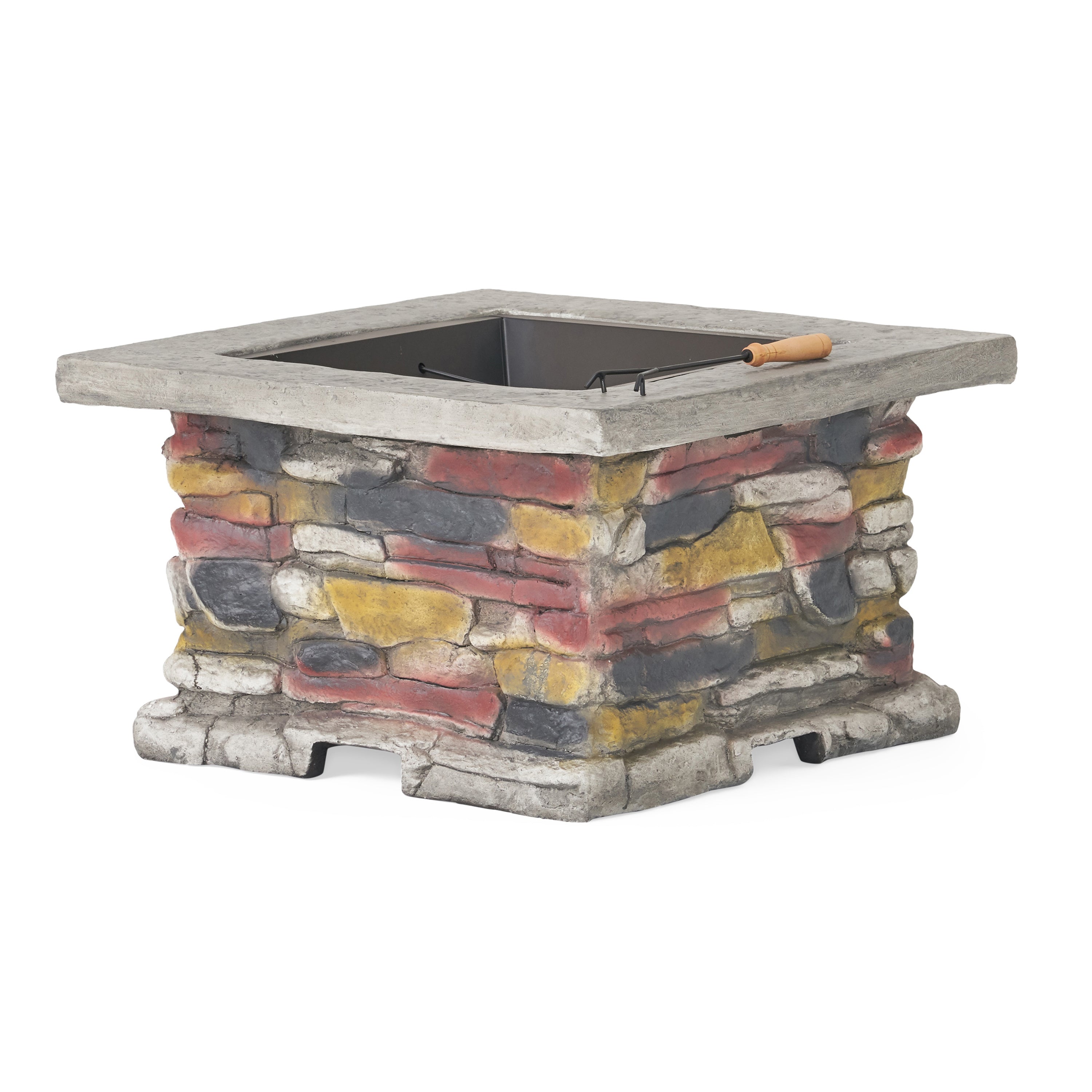 28' Outdoor Wood Burning Magnesium Oxide Fire Pit with Lid, Stone Gray