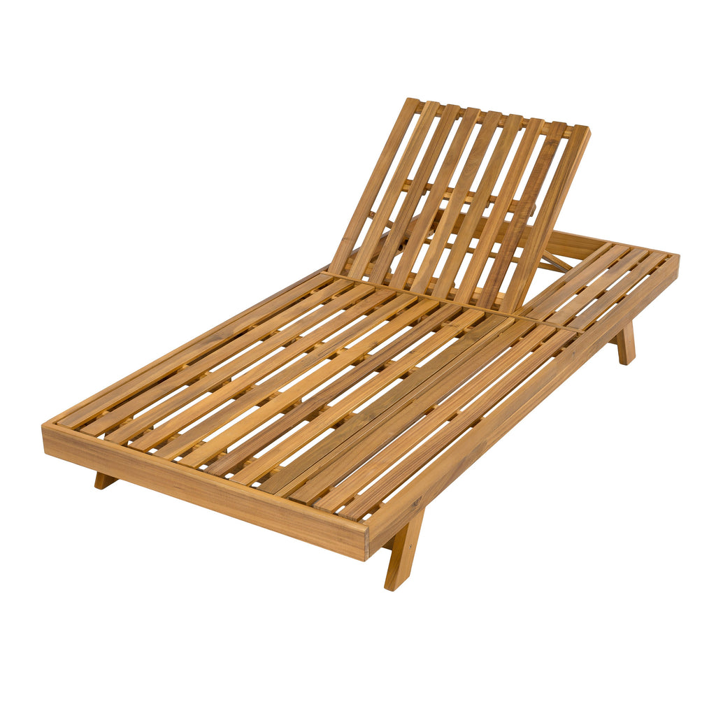 Outdoor Chaise Lounge Acacia Wood 79" 4-Position