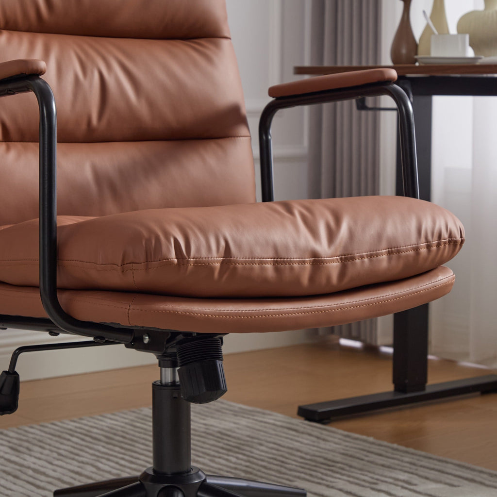 Office Chair,Mid Back Home Office Desk Task Chair with Wheels and Arms Ergono...