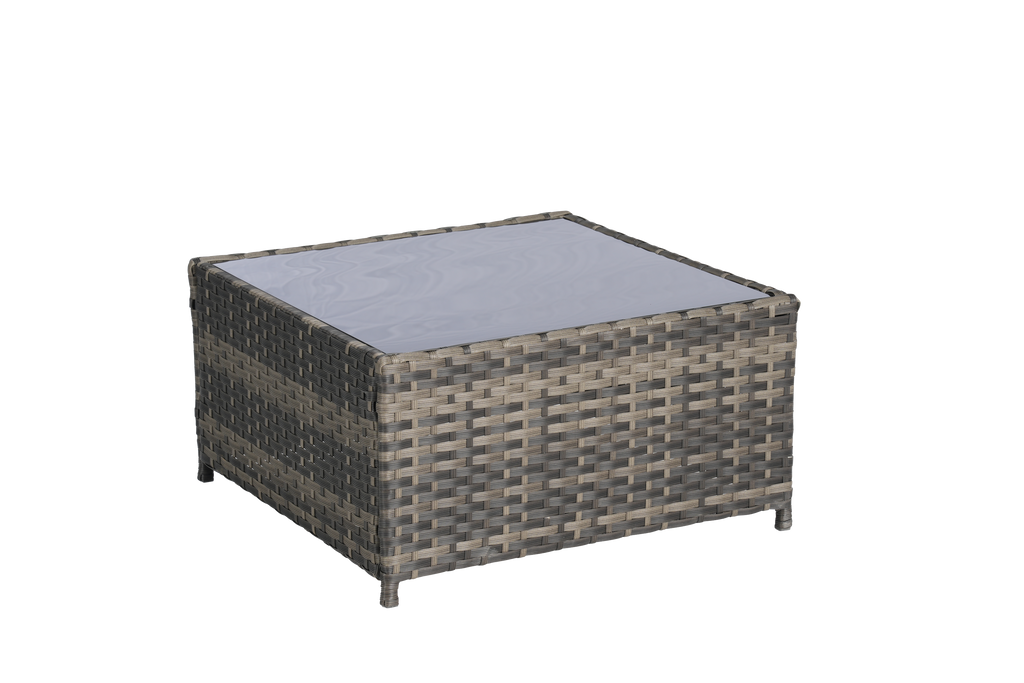 Outdoor Sectional Set PE Rattan Steel Dark Blue L-Shape 6 Piece Seats 8