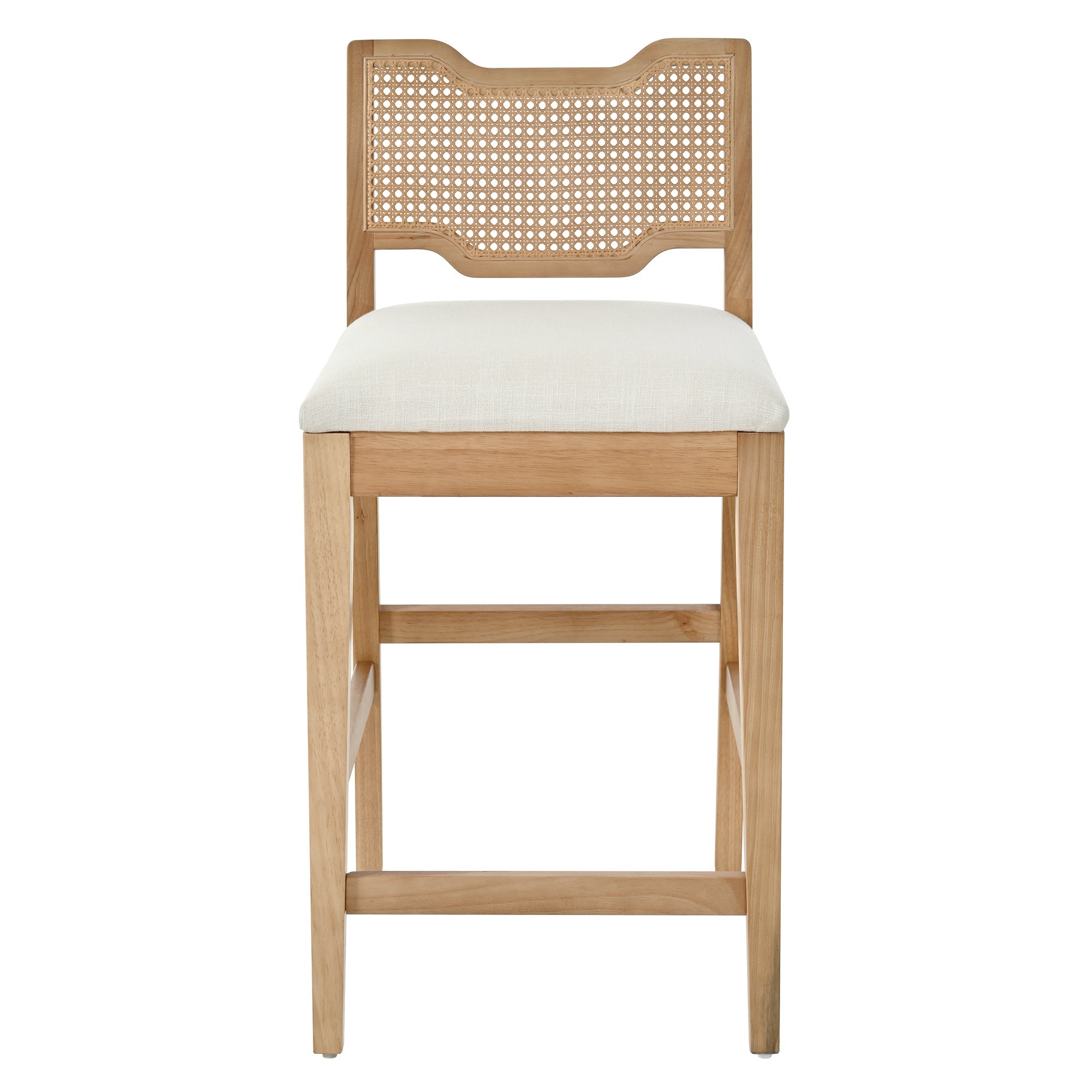 28 in Farmhouse Barstools Set of 2, Upholstered Iron Counter Stools with Rattan Backrest