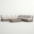 Outdoor Patio Set HDPE Wicker Mixed Gray 6 Piece Fully Assembled