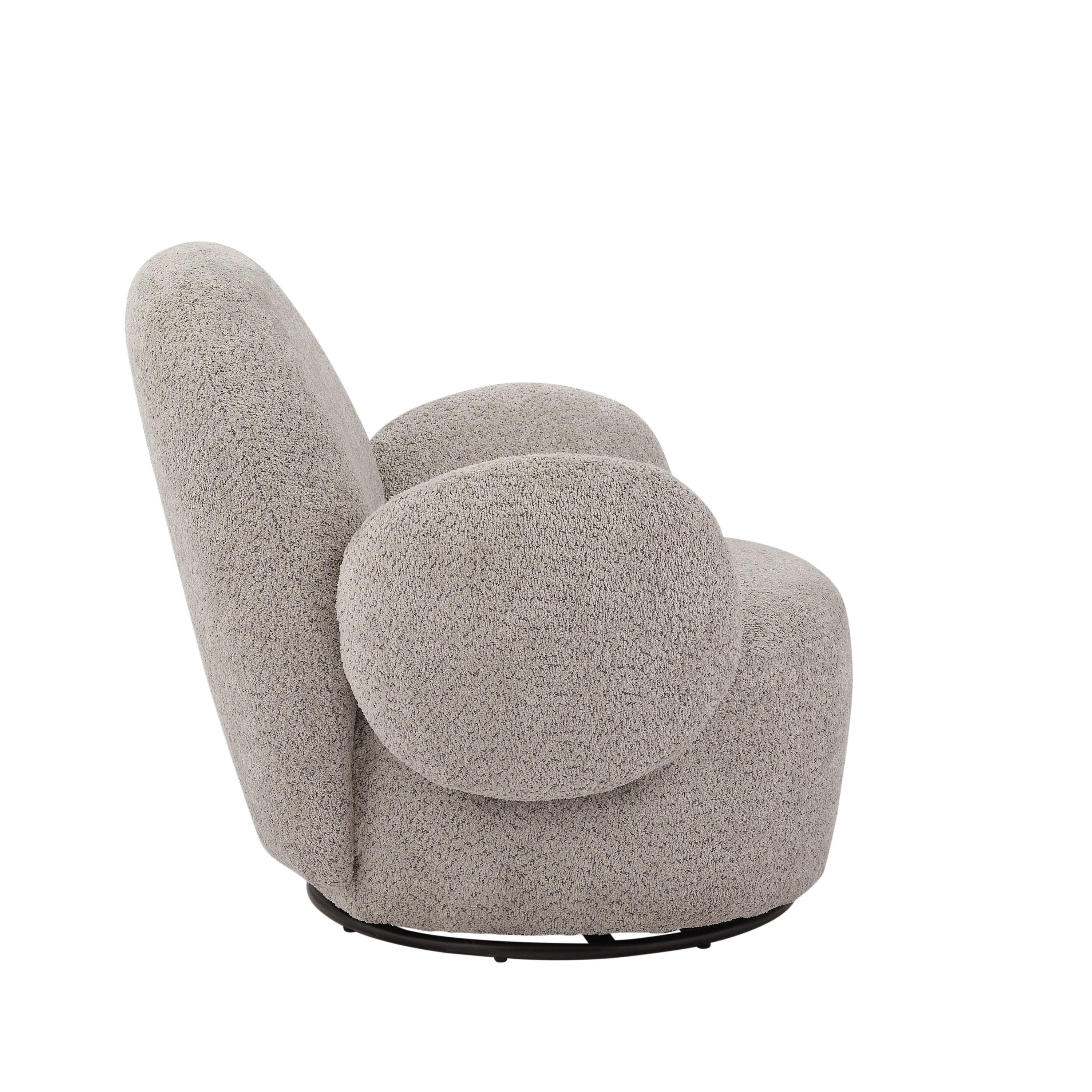 Accent Chair Swivel 360 Degree Fabric Gray Metal Frame 35x35x32 In