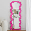 Floor Mirror Full Length Wave Flannel Frame Rose 63x24 In Lean or Hang