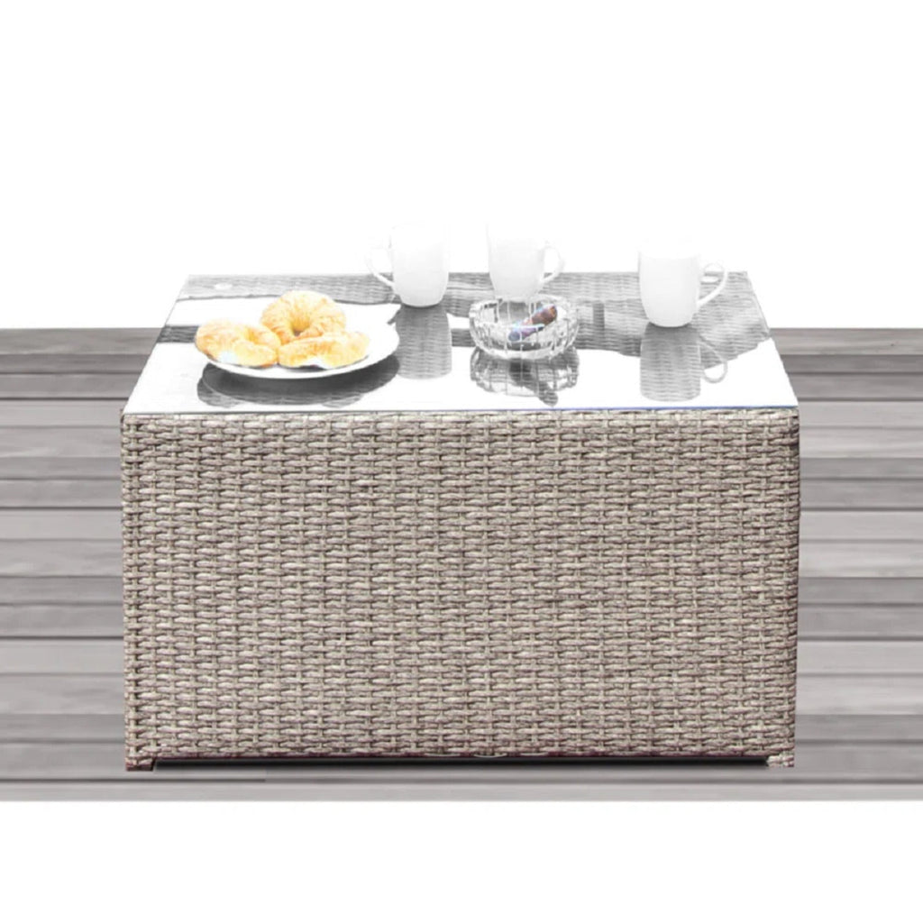 Outdoor Sofa Set HDPE Wicker Gray 8 Piece Aluminum Frame Seats 6