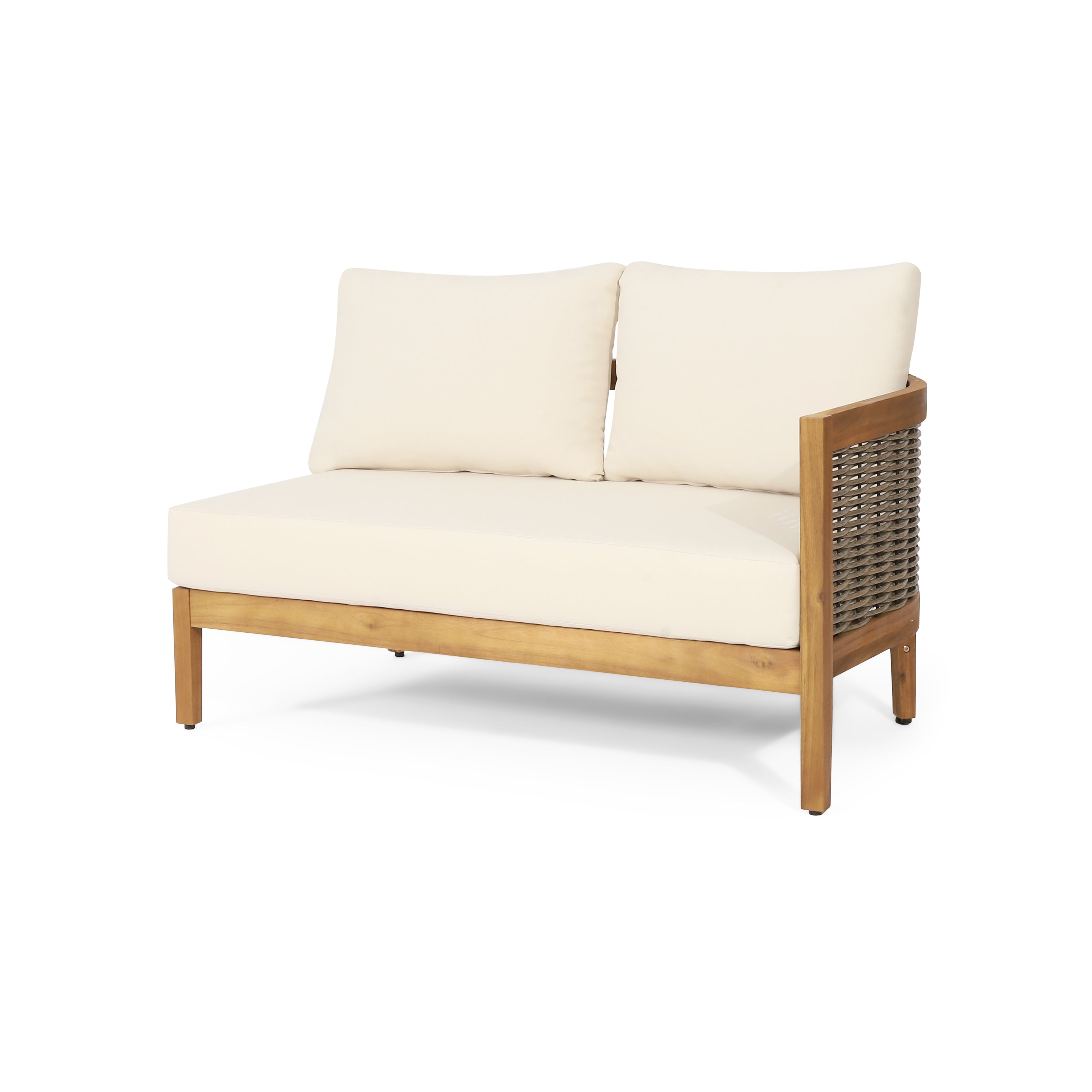 Outdoor Conversation Set Acacia Wood PE Wicker 4 Piece