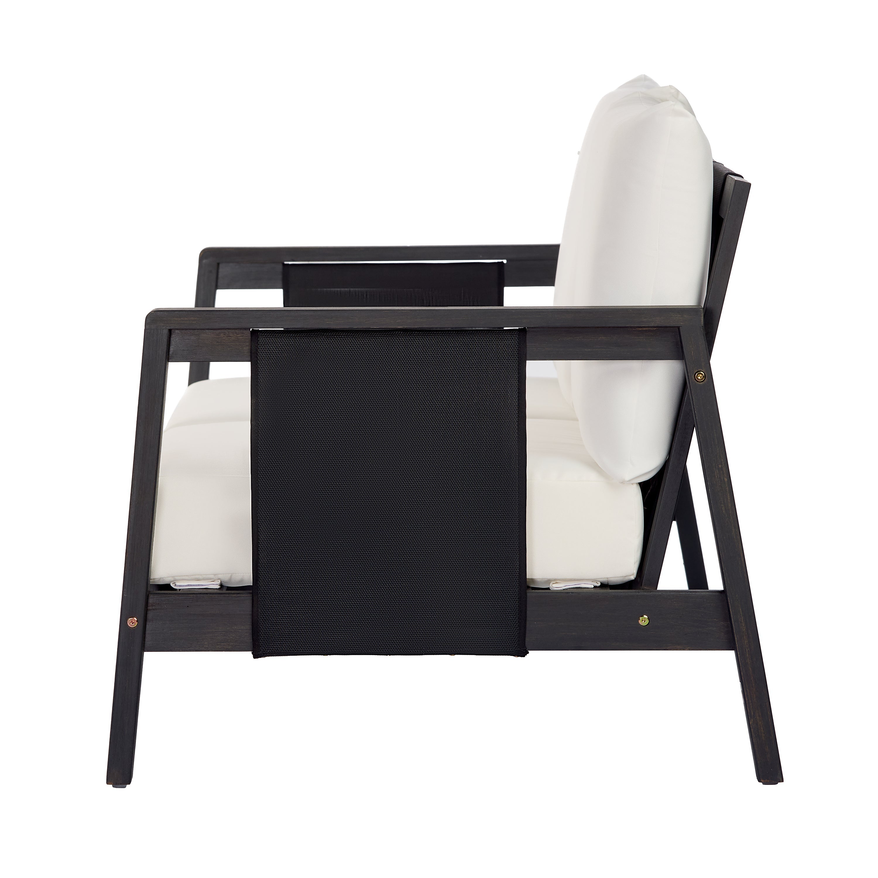 Outdoor Sofa Set Acacia Wood Textilene 2 Piece Dark Gray White Cushion