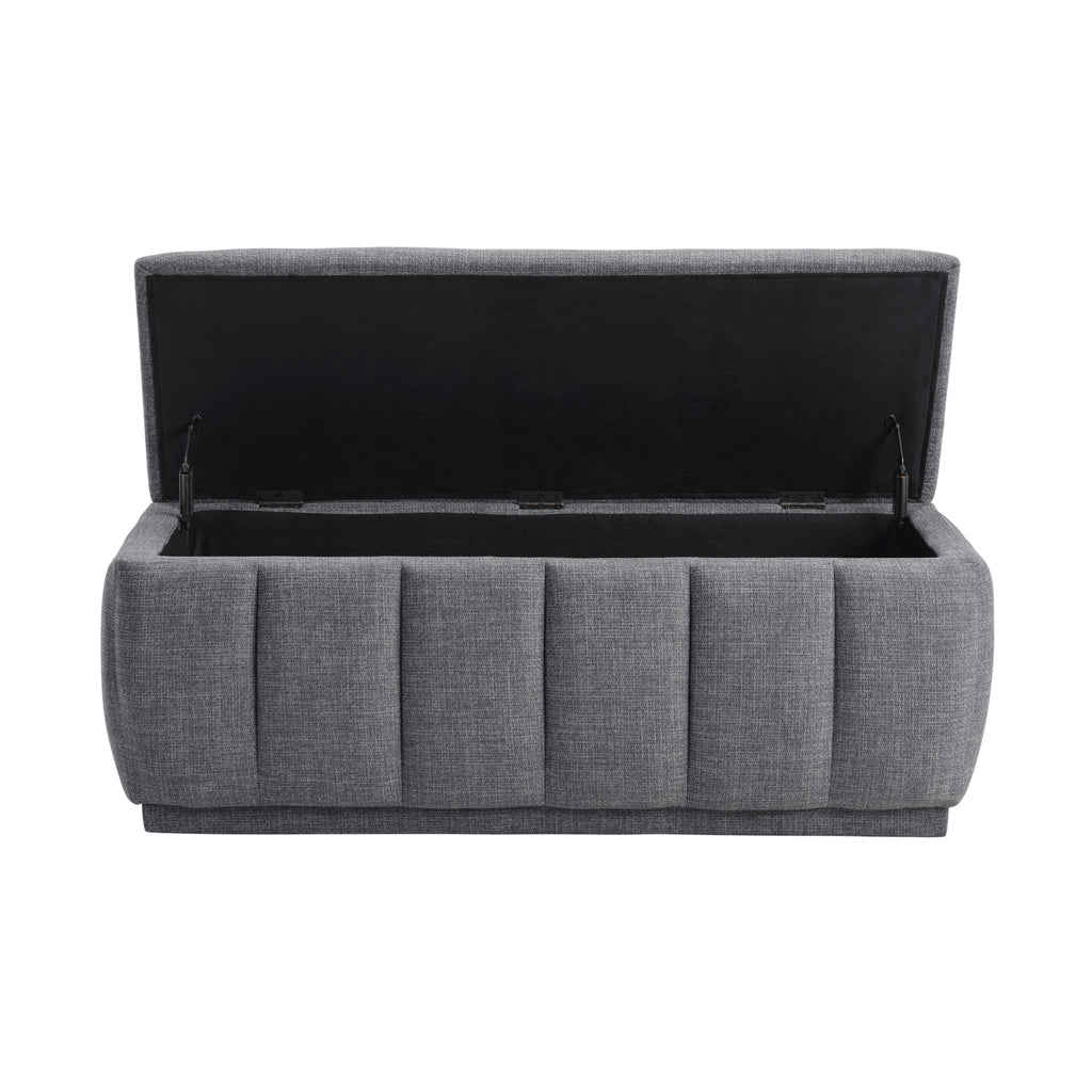 Storage Bench Modern Fabric Gray Plywood Frame No Assembly 47x18x18 In 300 LB