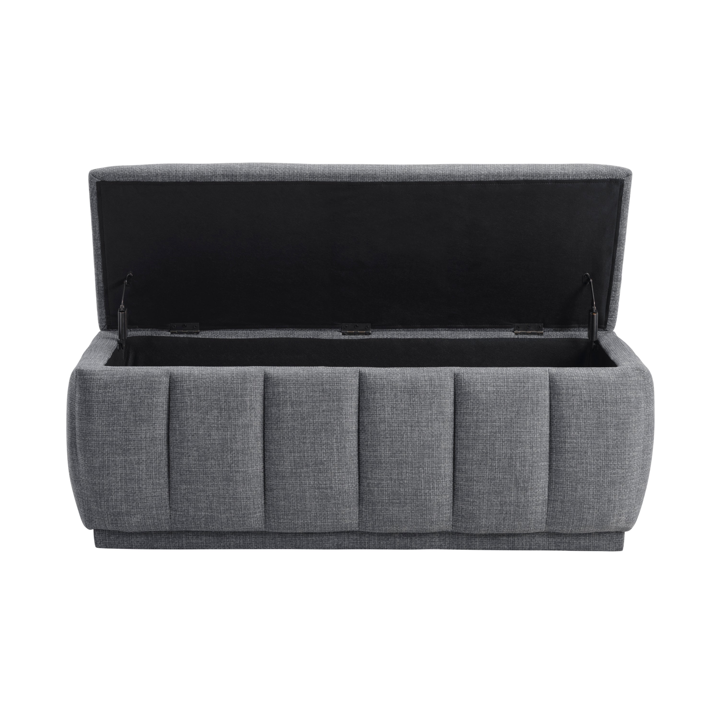 Storage Bench Modern Fabric Gray Plywood Frame No Assembly 47x18x18 In 300 LB
