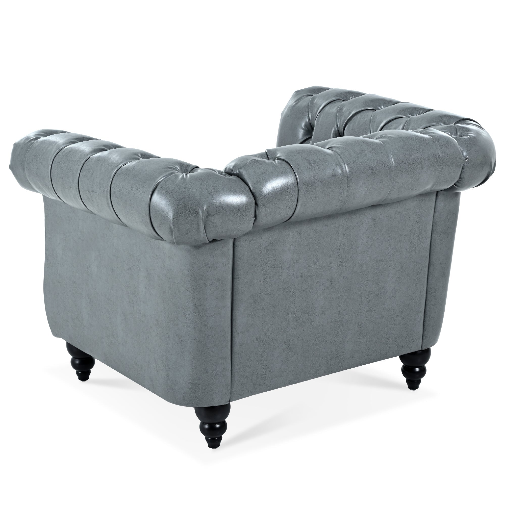 Accent Chair Contemporary PU Leather Gray Birch Legs 39x32x28 In 220 LB