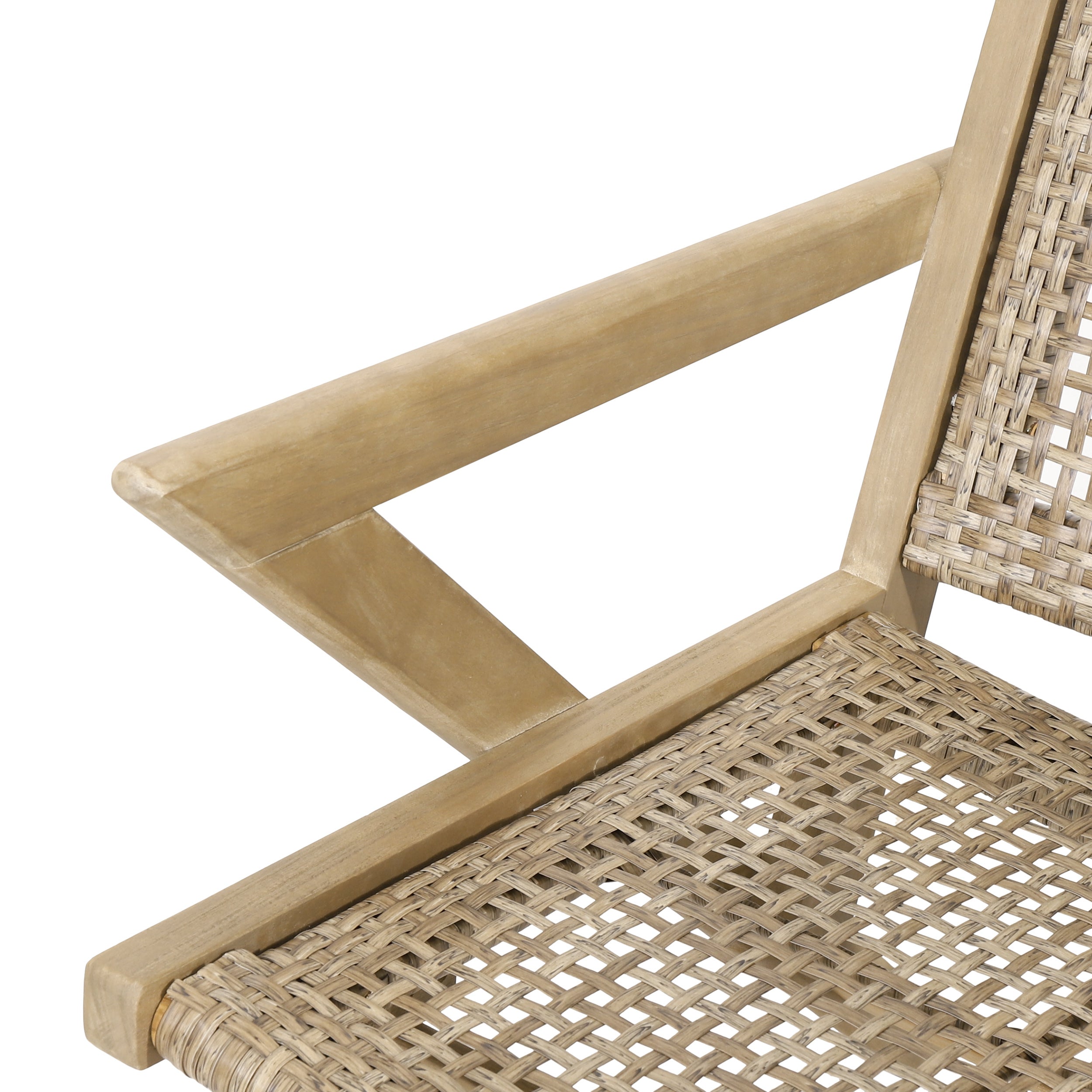 Club Chair Transitional Wicker Light Brown Acacia Frame Set of 2 24x27x28 In