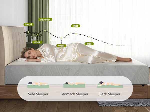 Mattress Memory Foam White Queen 10in Gel Cooling Layers