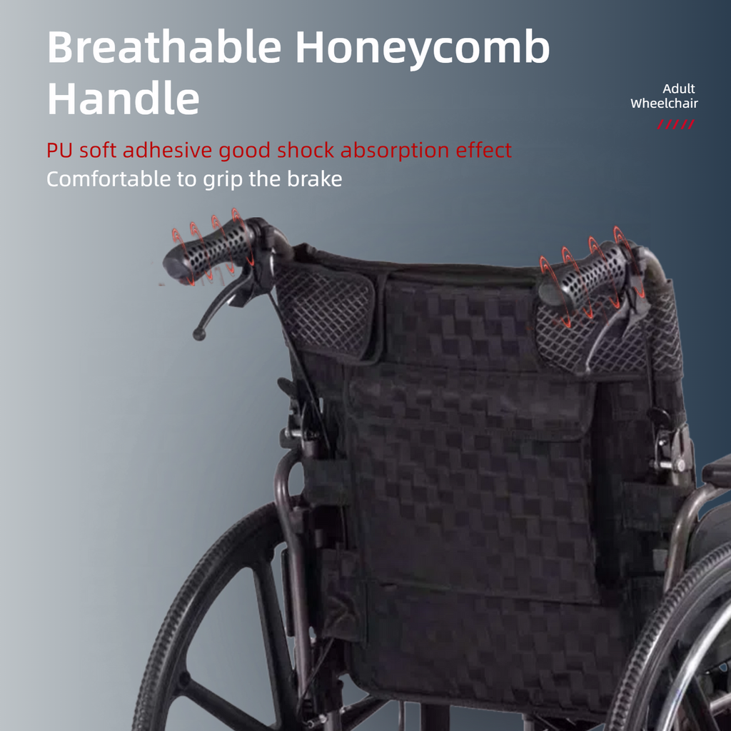 Wheelchair Manual Transport Folding Carbon Steel 18 In Seat Memory Foam Dark Gray