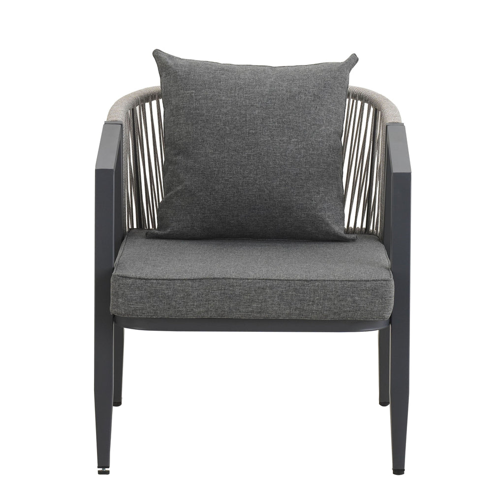 Outdoor Seating Set 4 Piece Bench Chairs Table Iron Gray