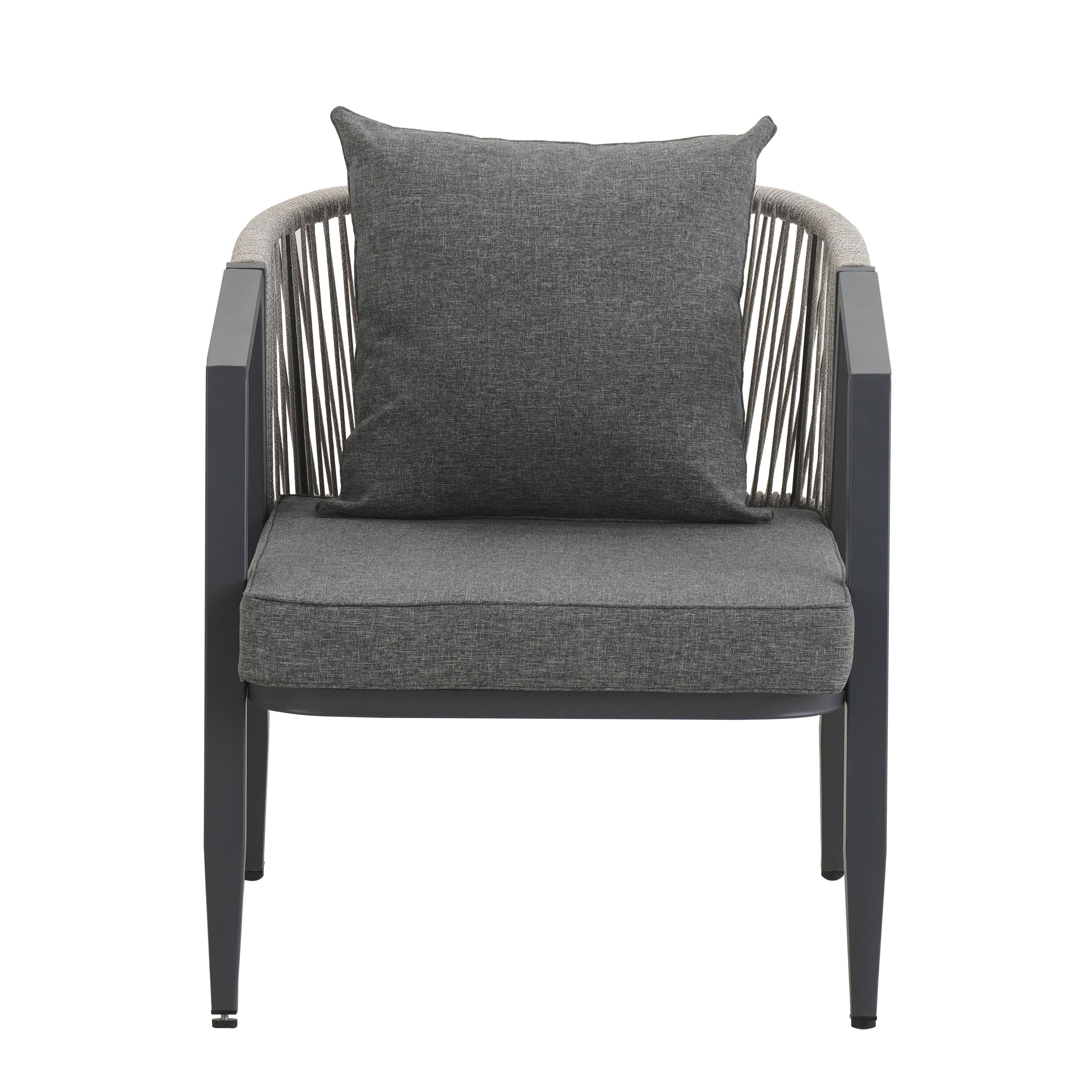 Outdoor Seating Set 4 Piece Bench Chairs Table Iron Gray
