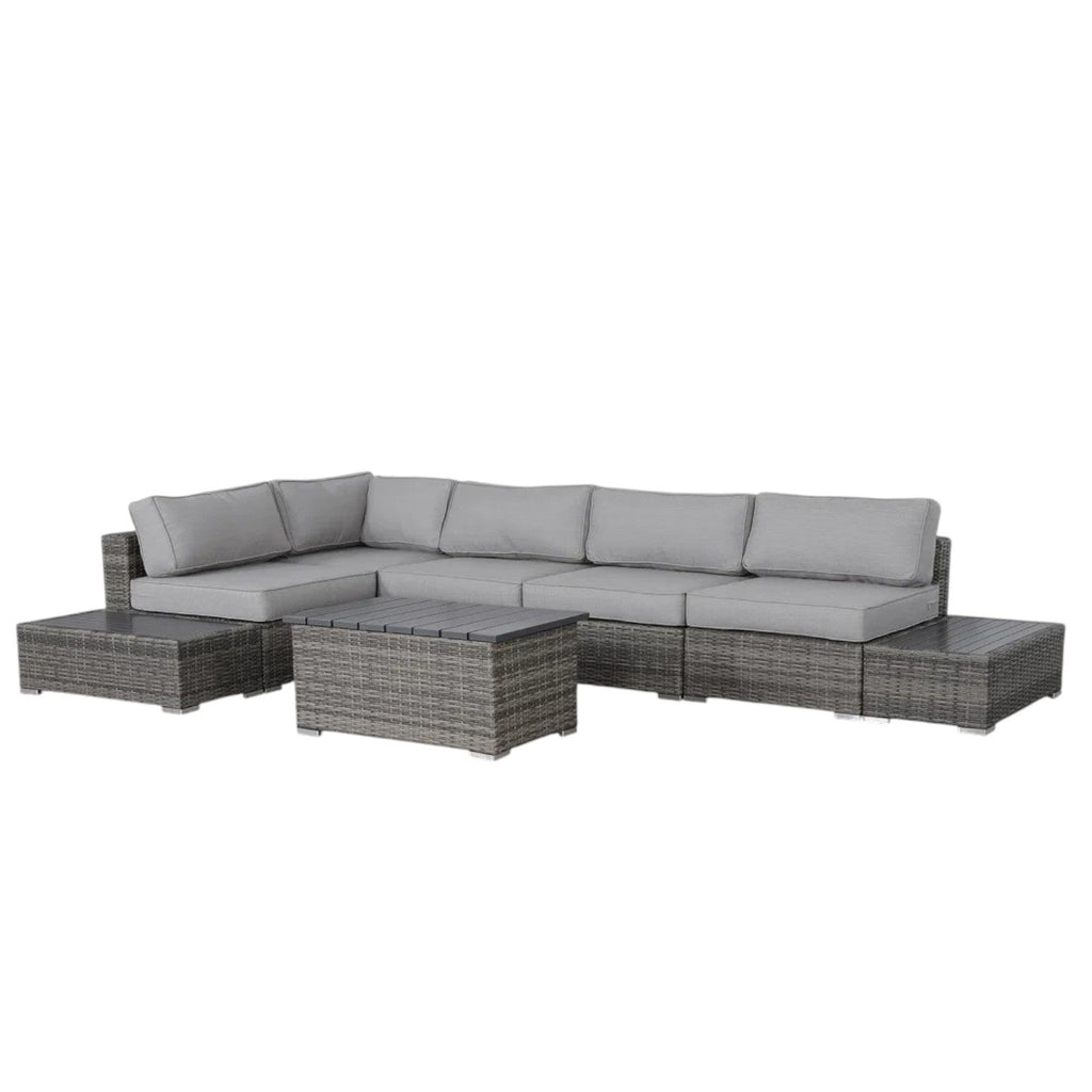 Outdoor Sectional Set HDPE Wicker Brown 8pc