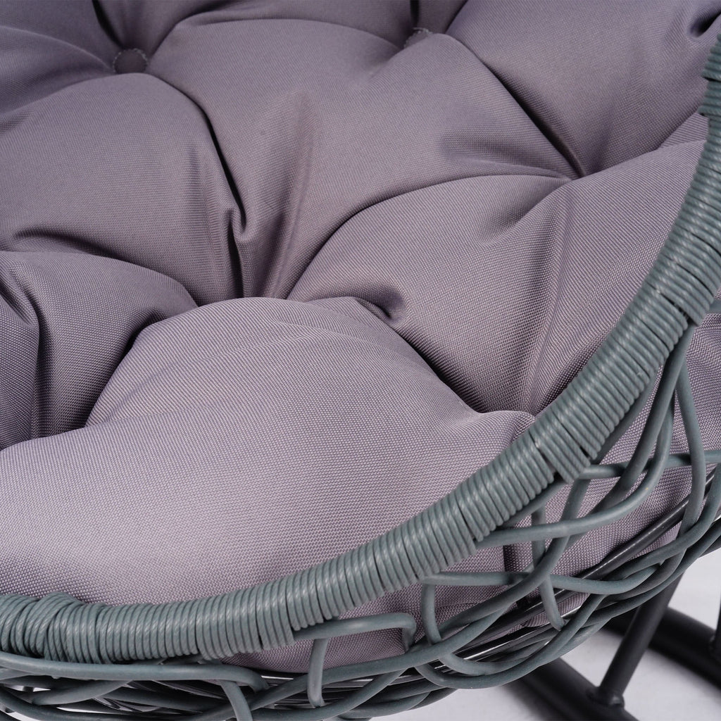 Cat Swing Bed with Stand and Cushion, Rattan Wicker Egg Chair Style, Gray