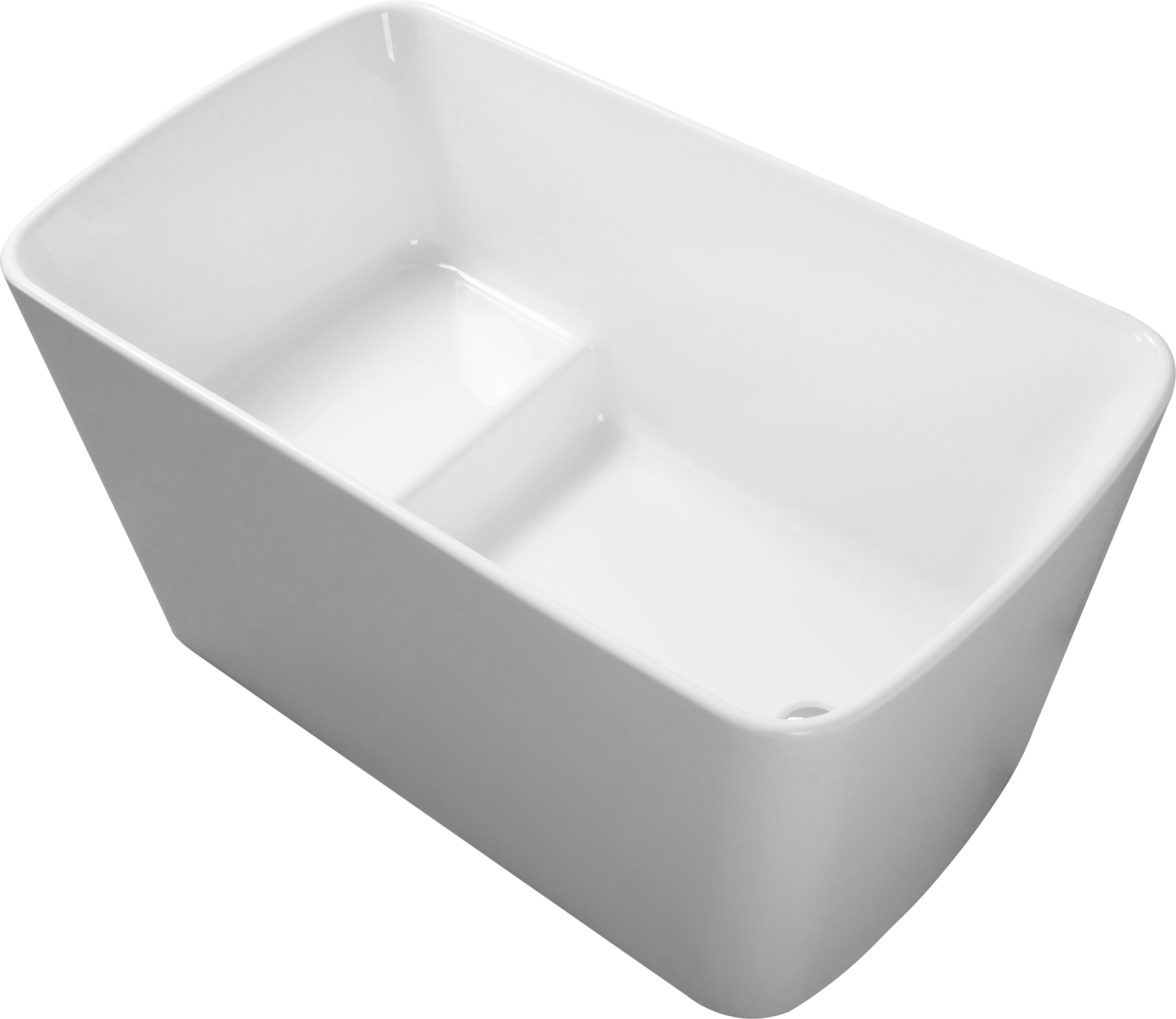 49in Acrylic Freestanding Soaking Bathtub, Square Japanese Sit-In, Chrome Drain