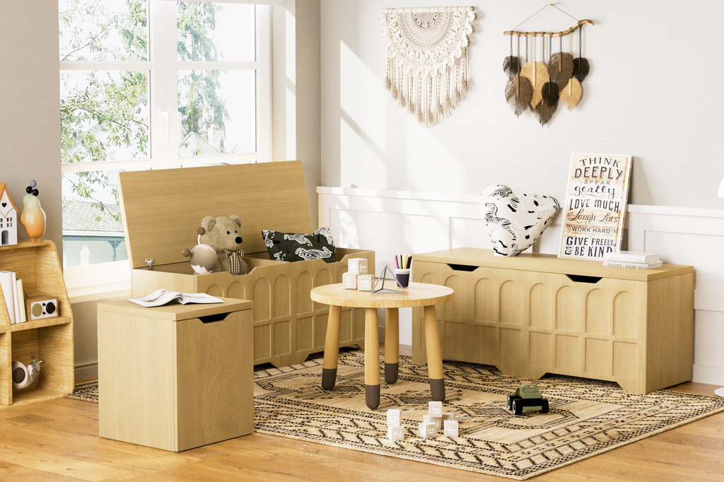 Storage Bench L-Shape 3 Piece MDF Natural Padded Seat 63x63x19 In 360 LB
