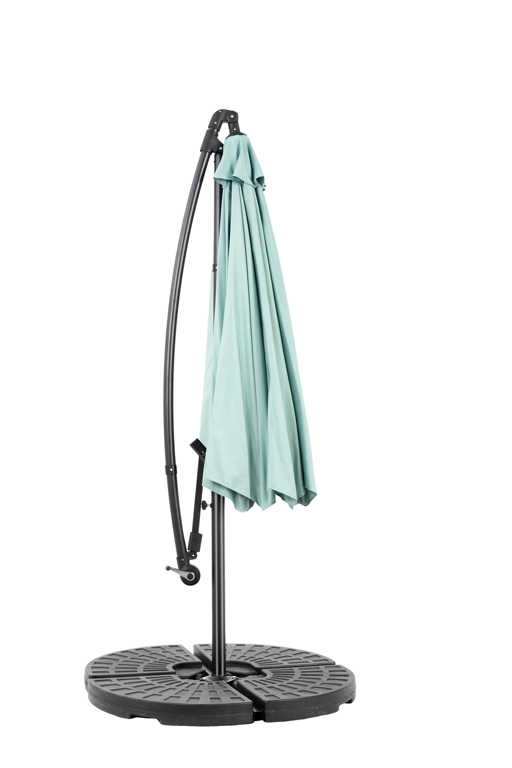 10ft Offset Hanging Market Patio Umbrella w-Easy Tilt Adjustment, Light Green