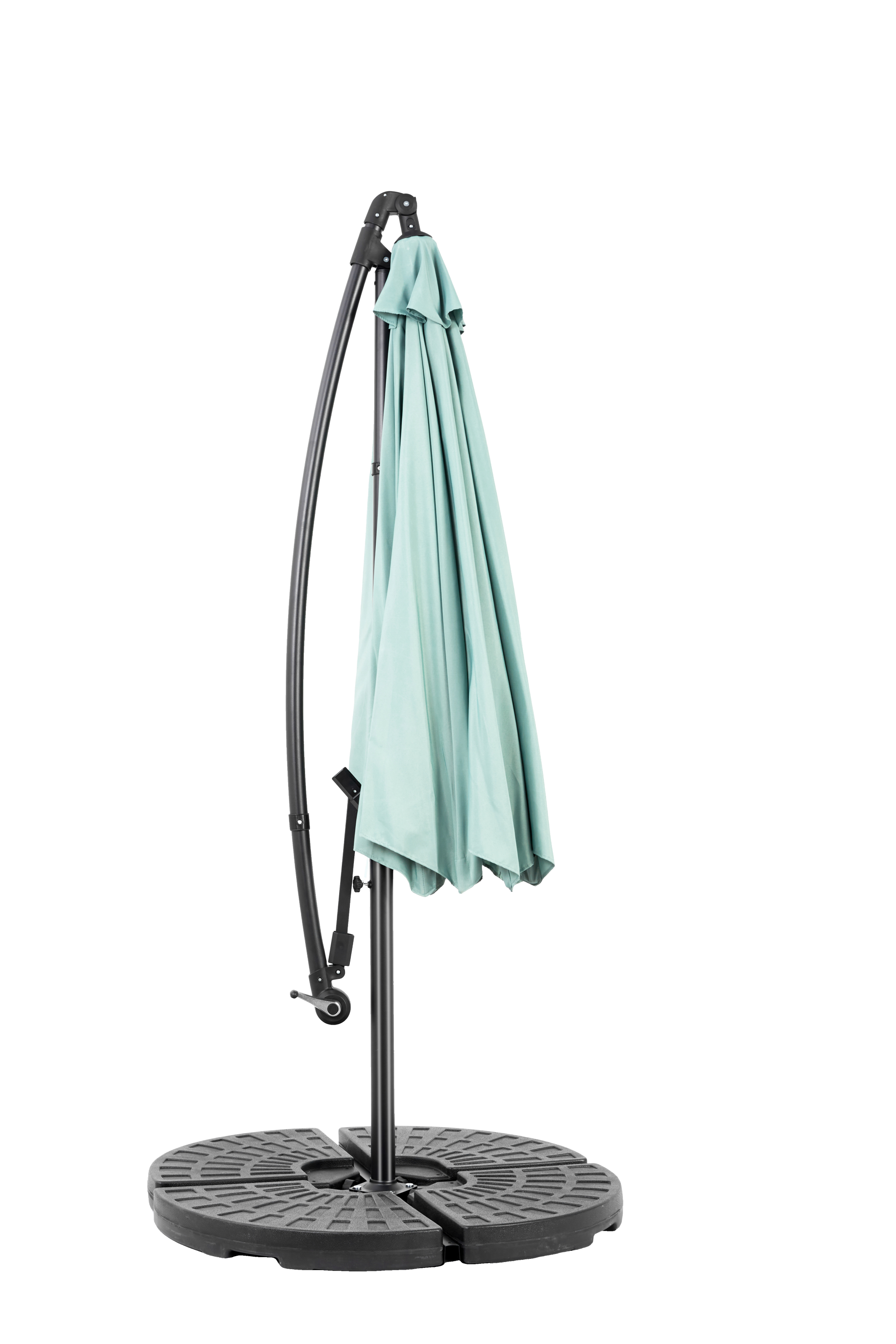 10ft Offset Hanging Market Patio Umbrella w-Easy Tilt Adjustment, Light Green