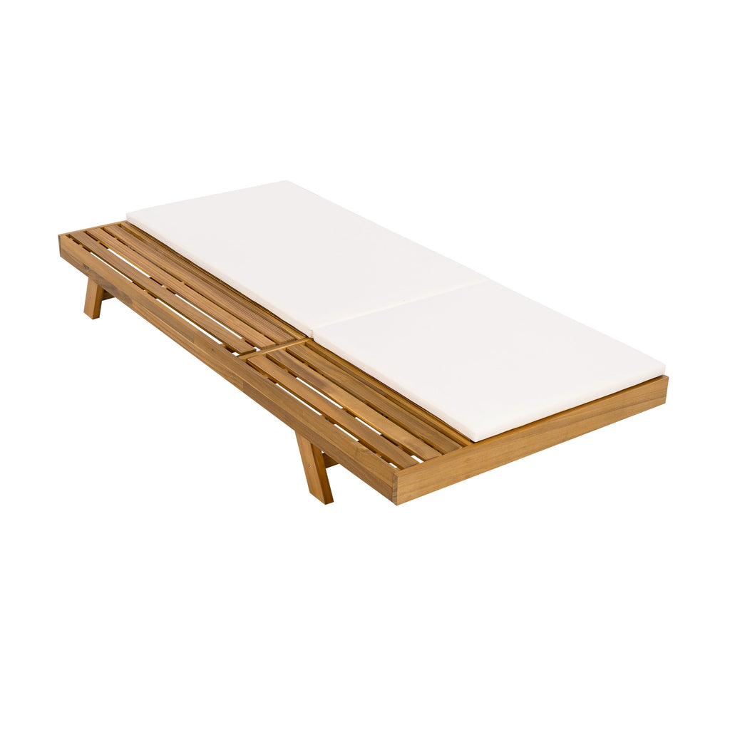 Outdoor Chaise Lounge Acacia Wood 79" 4-Position