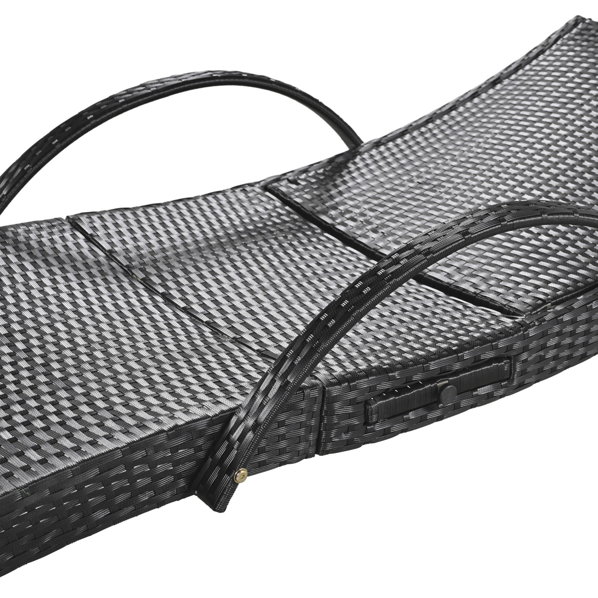 2-Piece Wicker Chaise Lounge Set w/ Pull-Out Table 5-Position 470lb