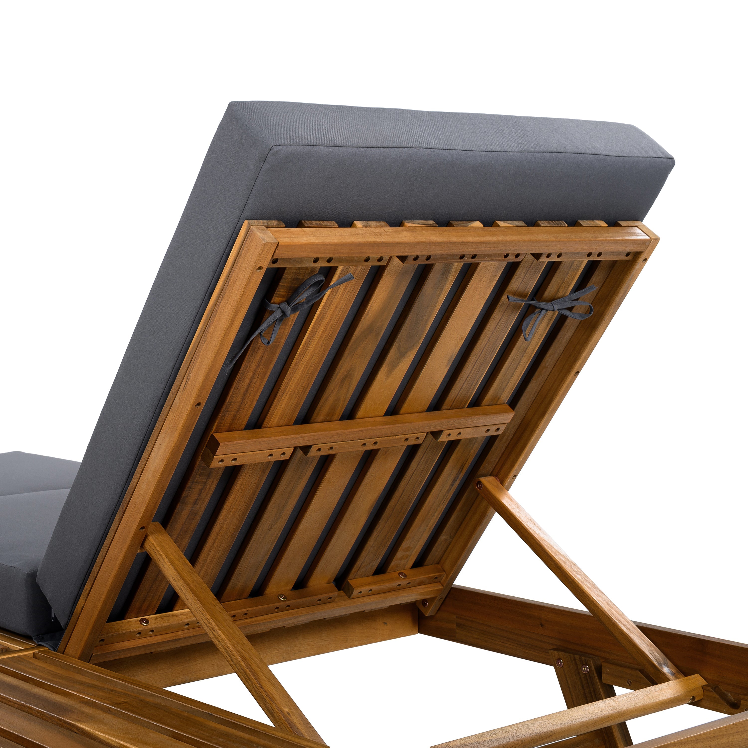 Chaise Lounge Acacia Wood Teak 79" 4 Position Adjustable