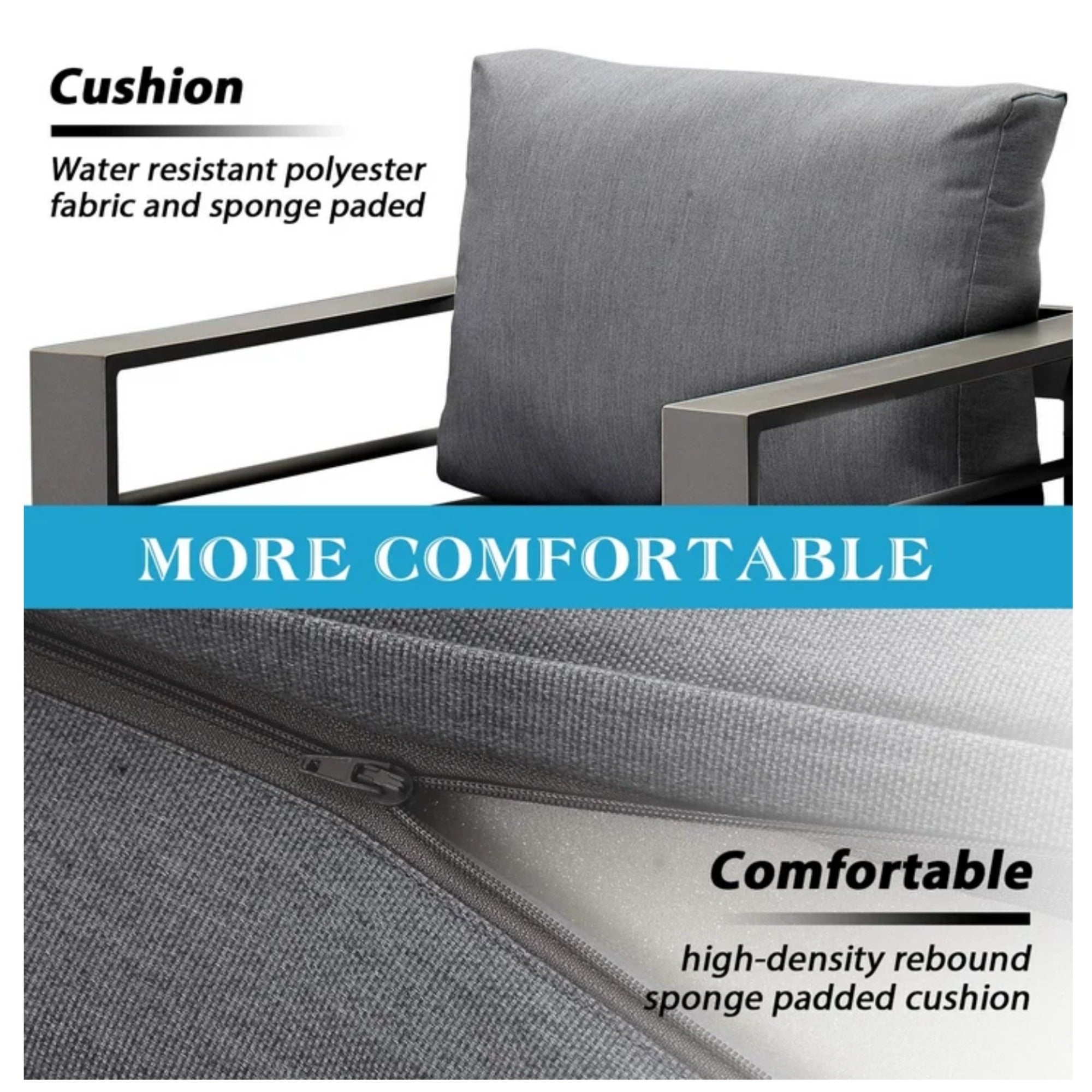Outdoor Loveseat Aluminum Gray Dark Gray Olefin Cushions 50in