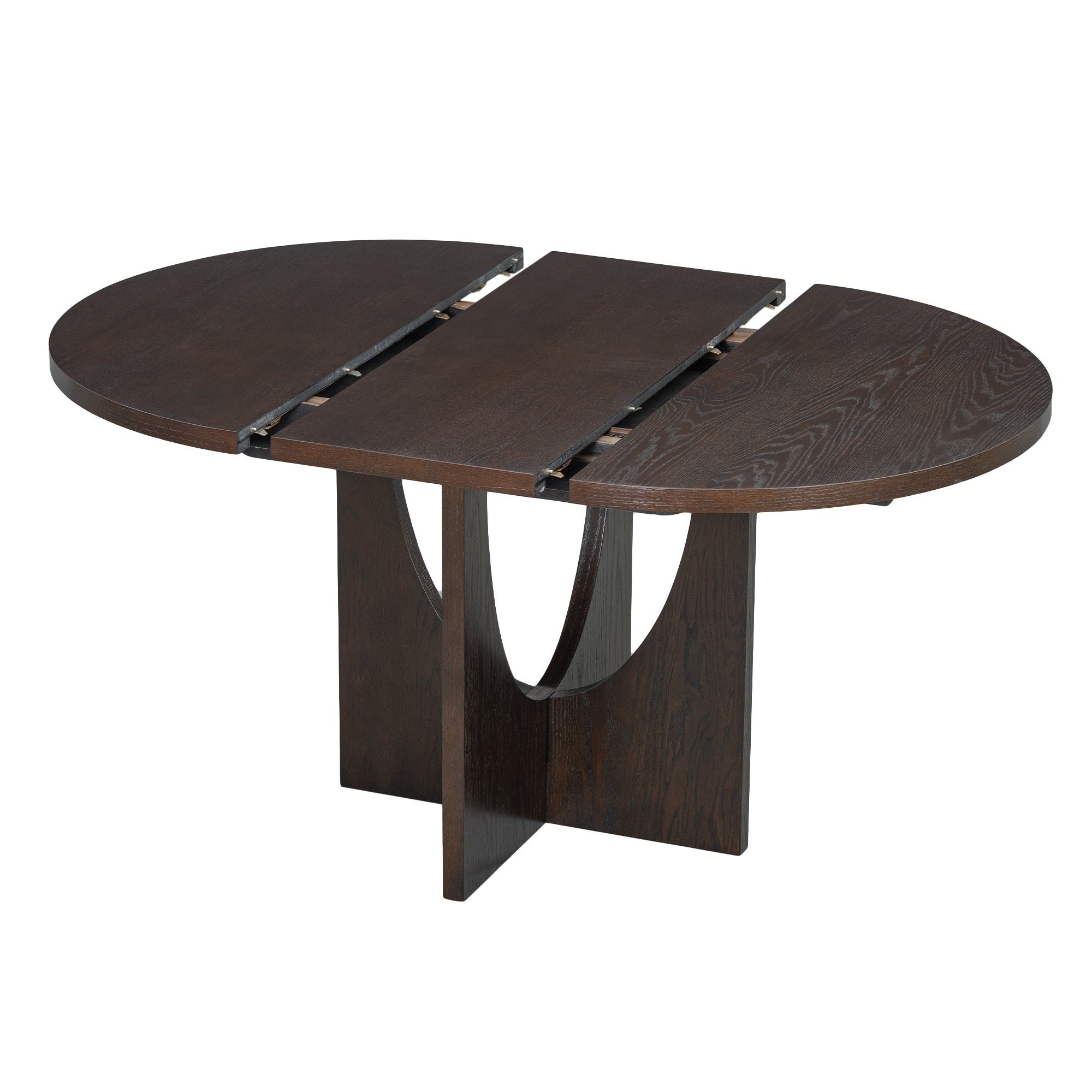 Modern 5-Piece Extendable Round Dining Table Set with 16.2inch Removable Leaf