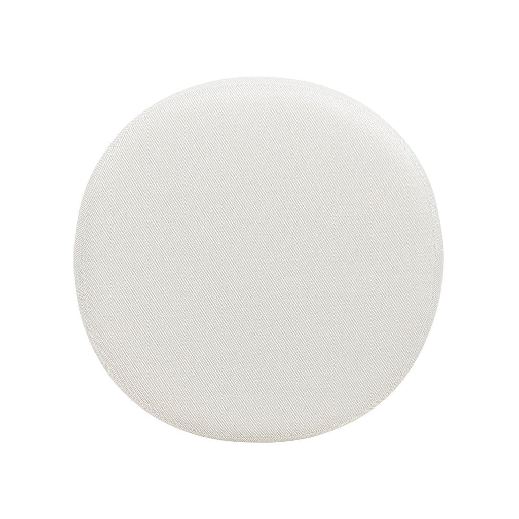 Outdoor Round Ottoman Wicker Beige Wheat Cushion 25in Foam Filled