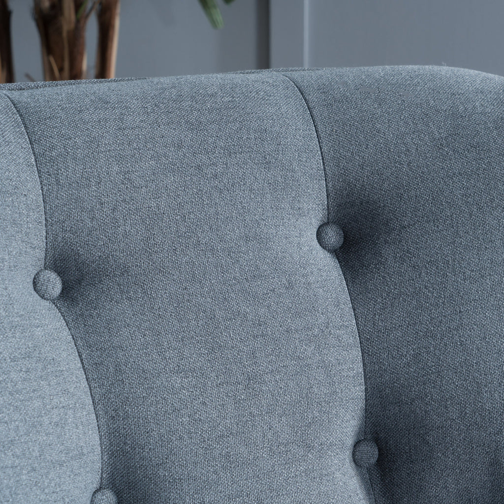 Accent Chair Mid-Century Charcoal Fabric Tufted Back Wood Legs 25x30x31 In