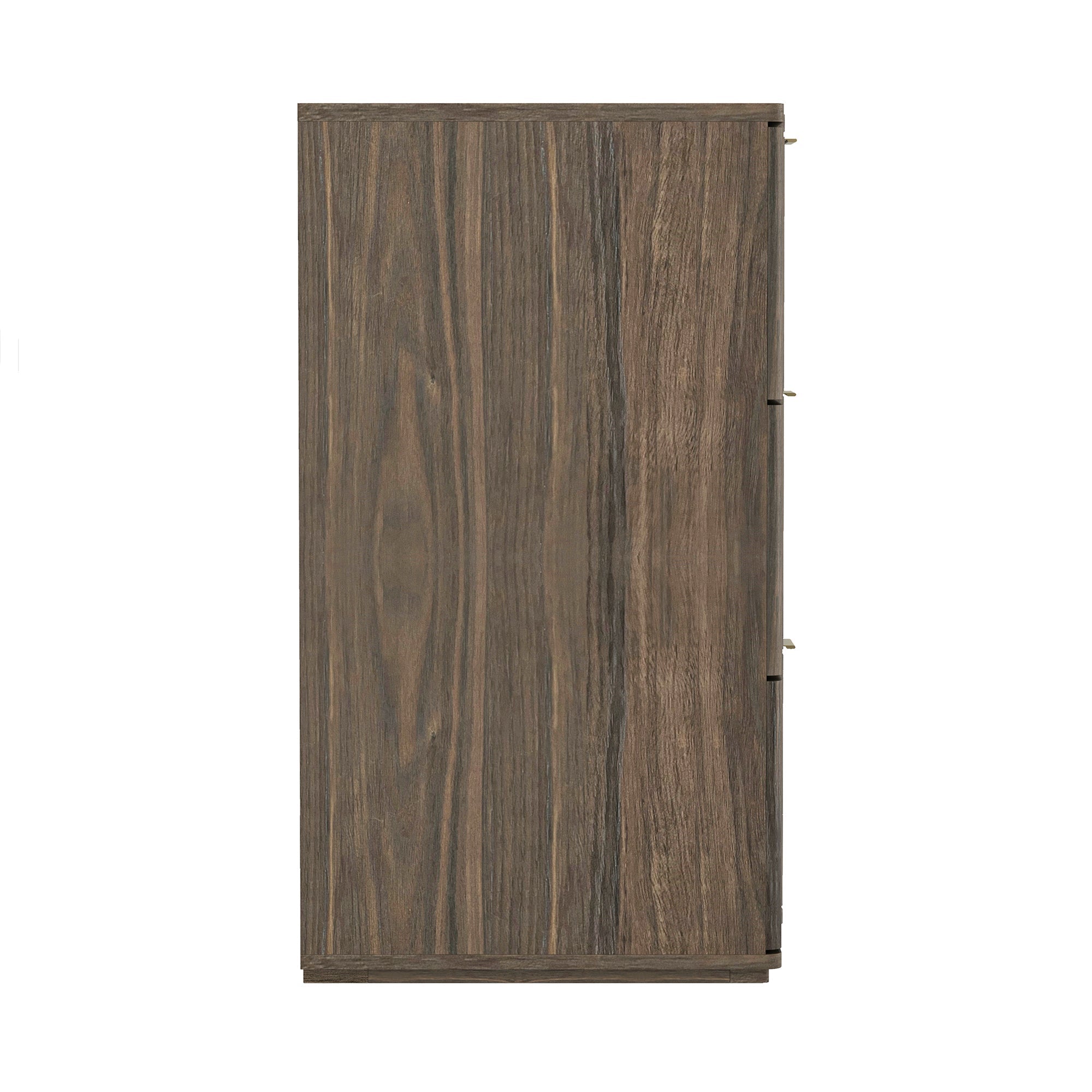 Dresser Modern 6-Drawer Walnut Gold MDF Sculpted Fronts Metal Handles 72 In