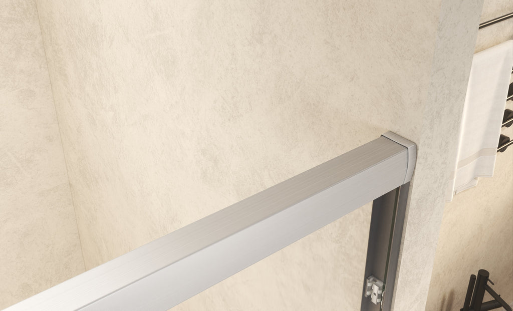 56-60in x 72in Aluminum Frame Double Sliding Shower Door, Brushed Nickel, 6mm