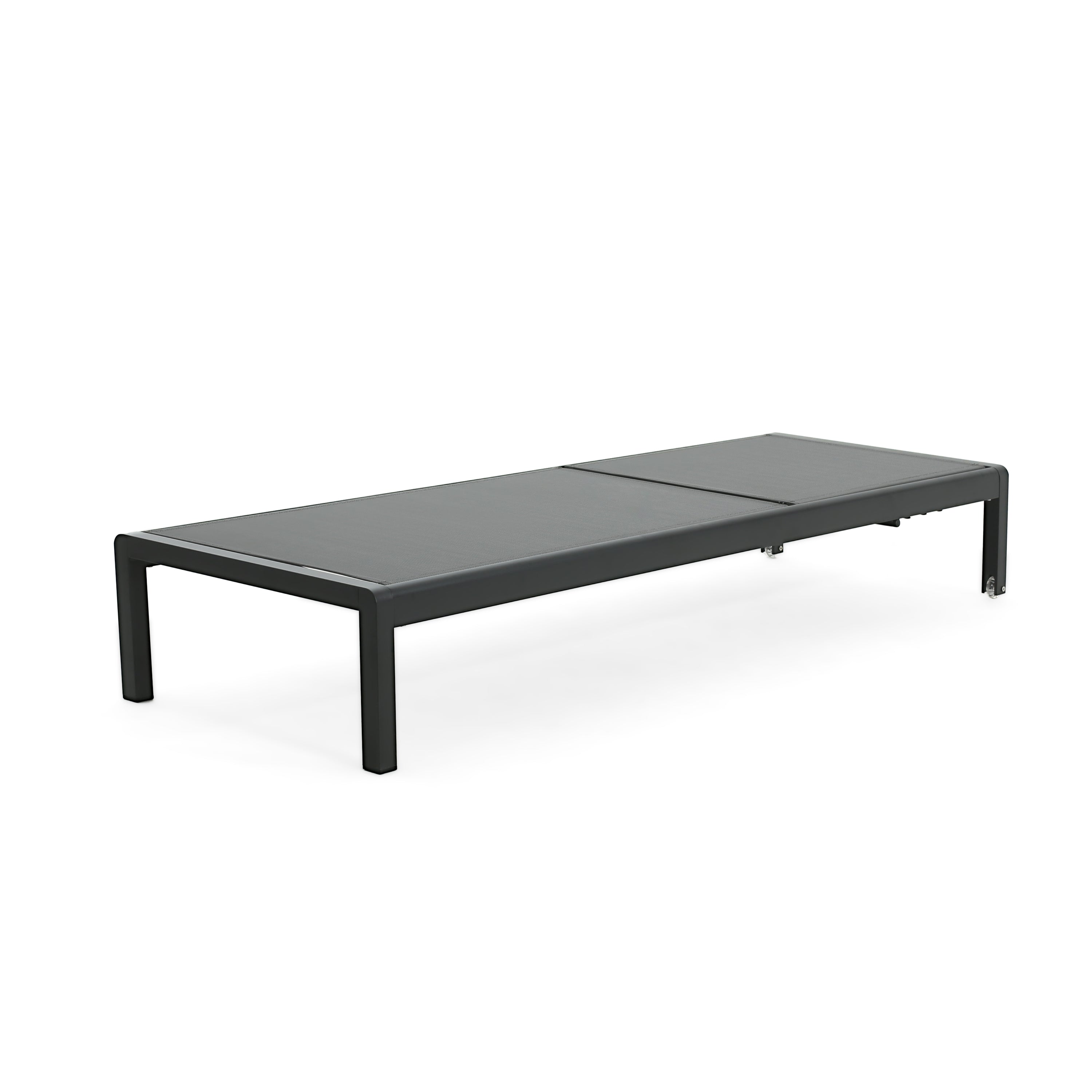 Outdoor Chaise Lounge Mesh Aluminum Black Gray Set of 2 Adjustable 77.5x25 In