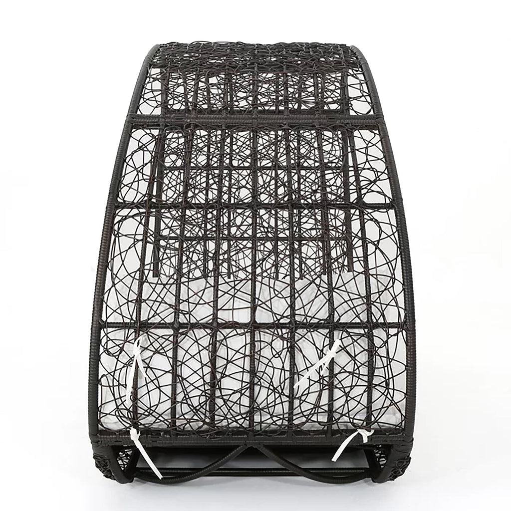 Outdoor Daybed Wicker Aluminum Brown Beige Cushion 91in 600 LB