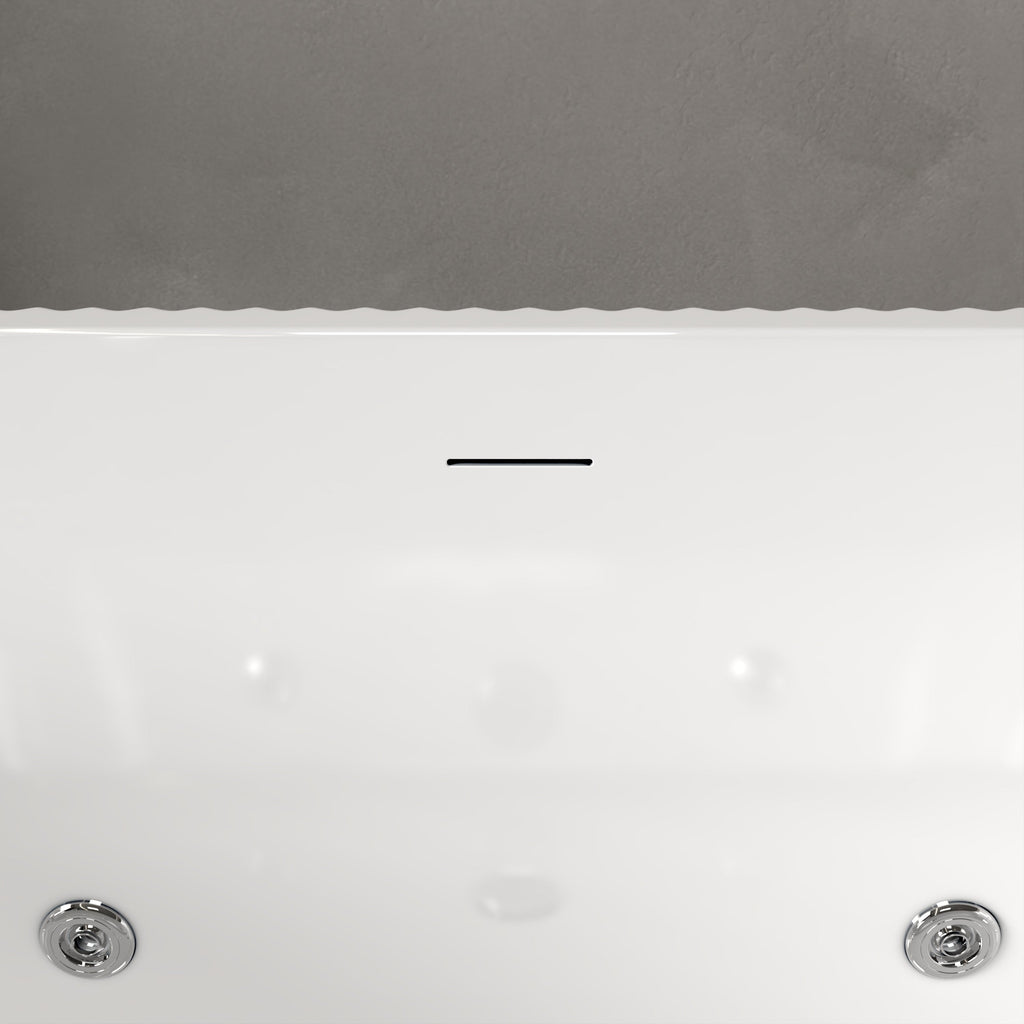 67' Rectangle Acrylic Whirlpool Bathtub Freestanding Soaker Tub Chrome Drain cUPC